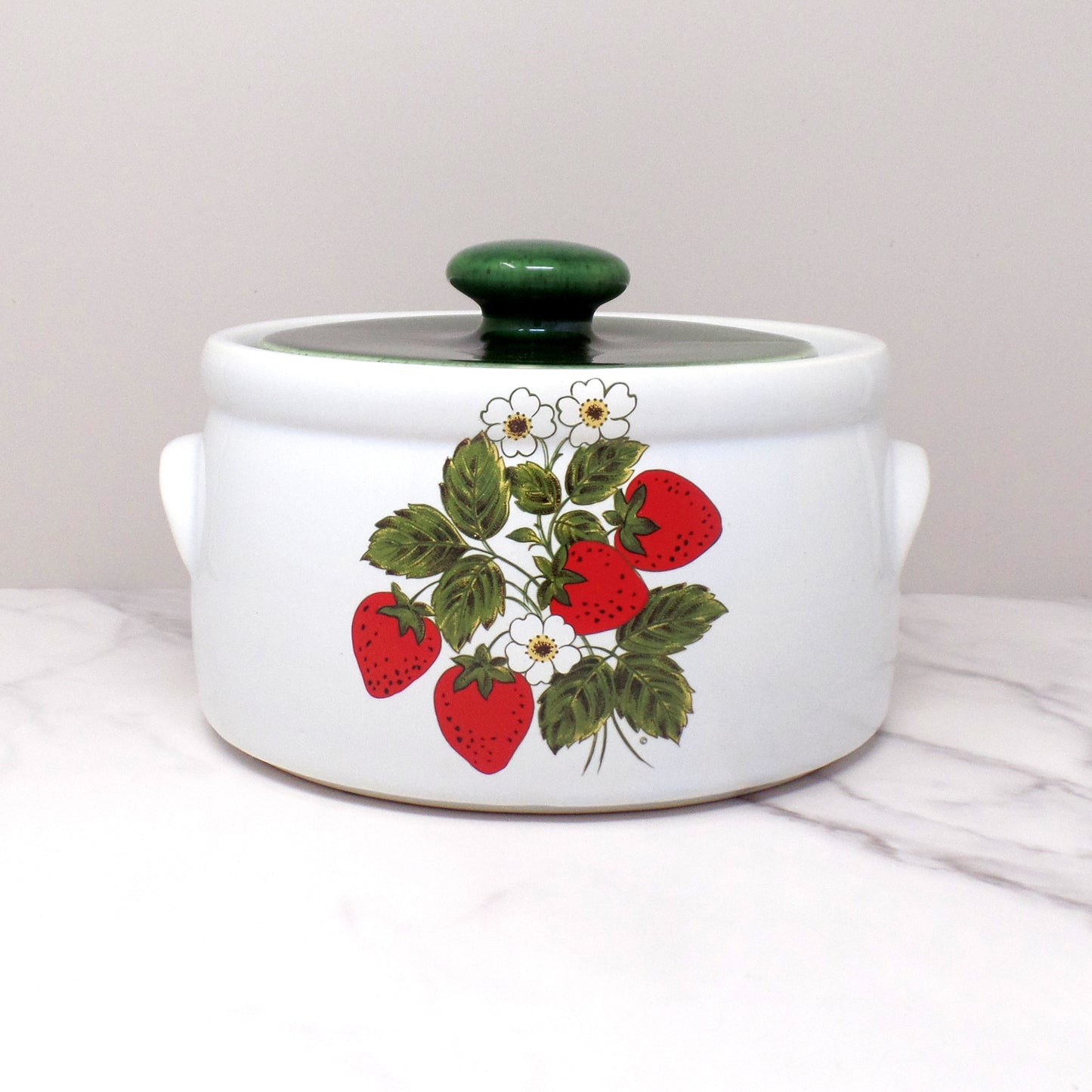 Vintage McCoy Strawberry Country Ceramic Bean Pot (#1421) (1980s)