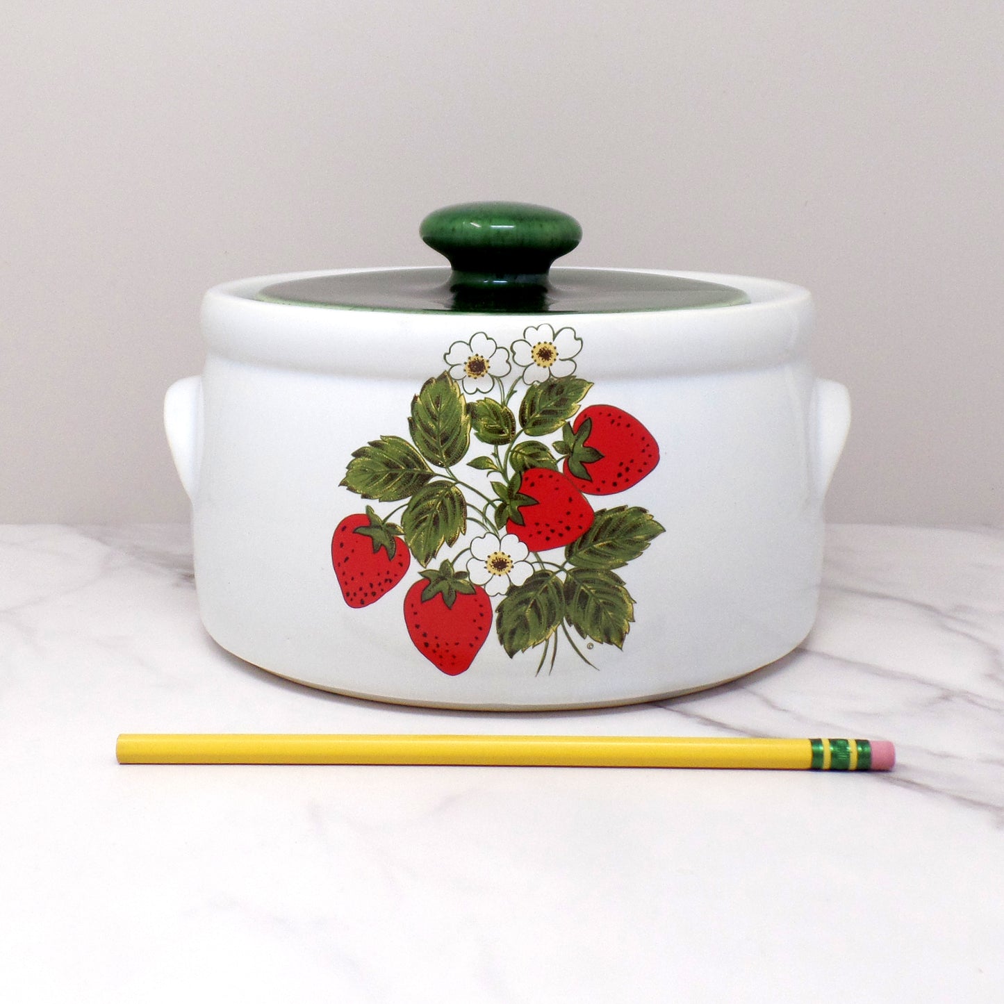 Vintage McCoy Strawberry Country Ceramic Bean Pot (#1421) (1980s)