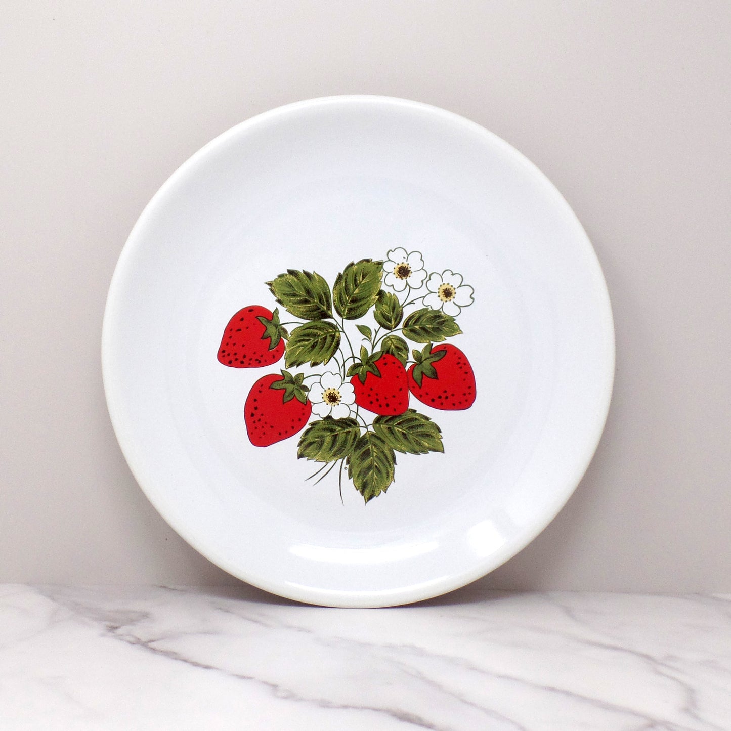 Vintage McCoy Strawberry Country Ceramic Large Dinner Plate, 10 1/2" (1980s)