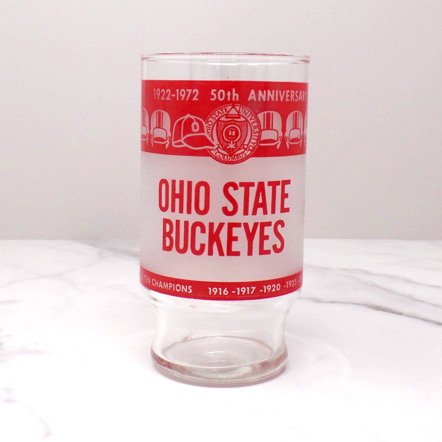 Vintage OSU Buckeyes Glass: 50th Anniversary of Ohio Stadium at The Ohio State University (1972)