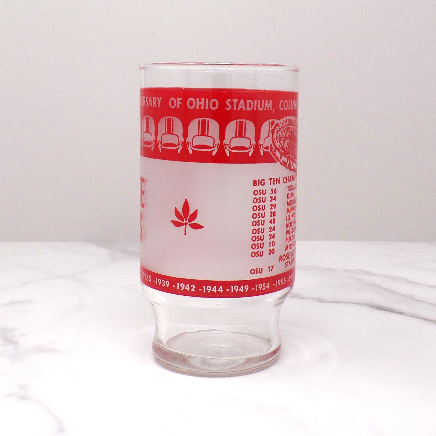 Vintage OSU Buckeyes Glass: 50th Anniversary of Ohio Stadium at The Ohio State University (1972)