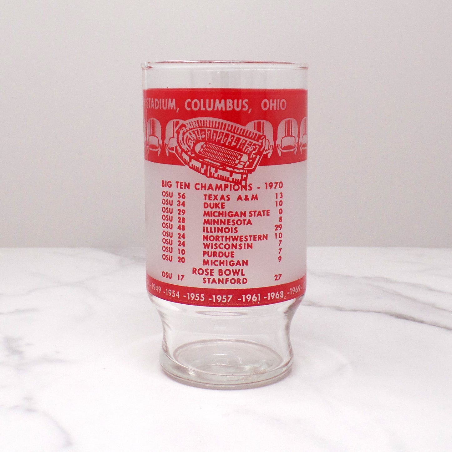 Vintage OSU Buckeyes Glass: 50th Anniversary of Ohio Stadium at The Ohio State University (1972)