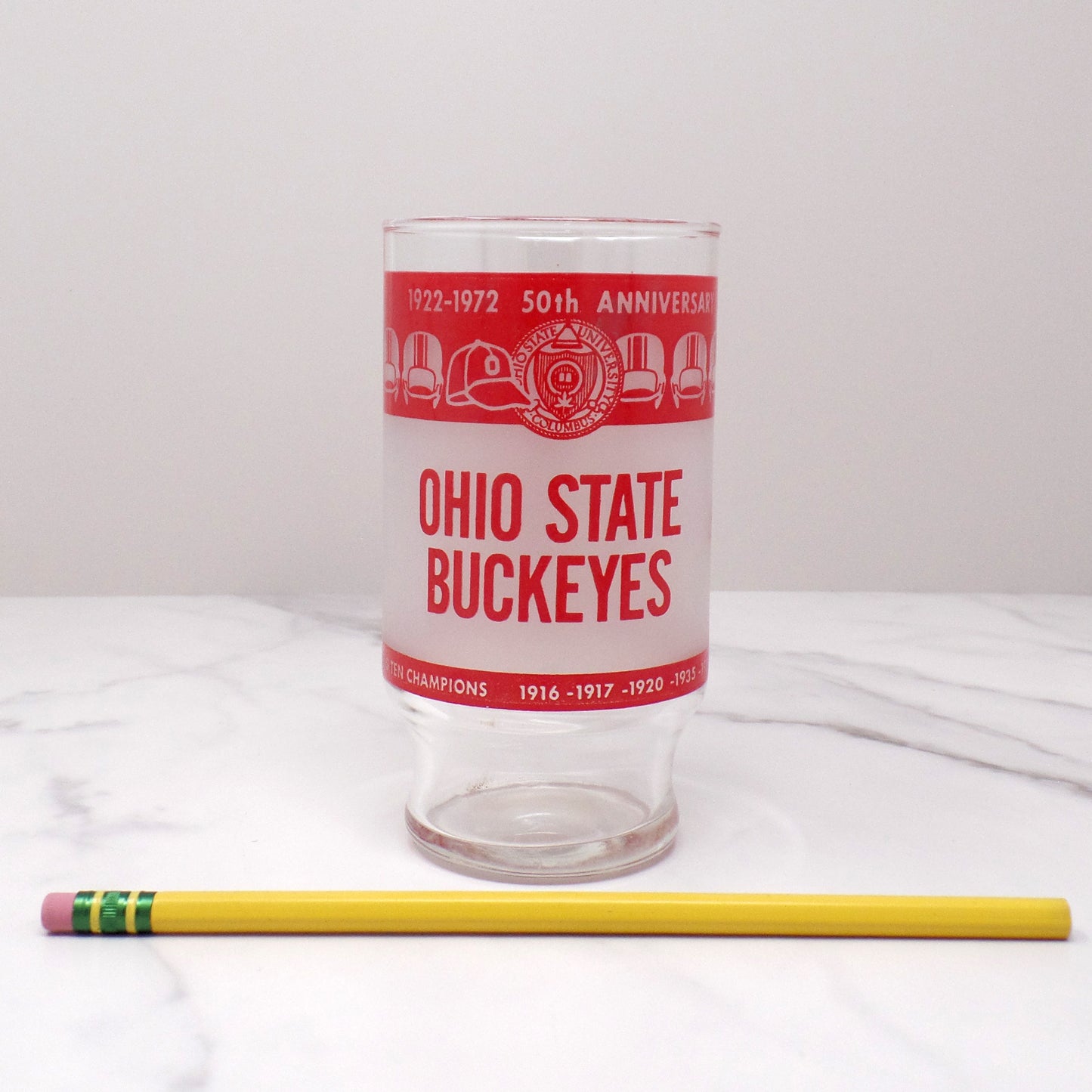 Vintage OSU Buckeyes Glass: 50th Anniversary of Ohio Stadium at The Ohio State University (1972)