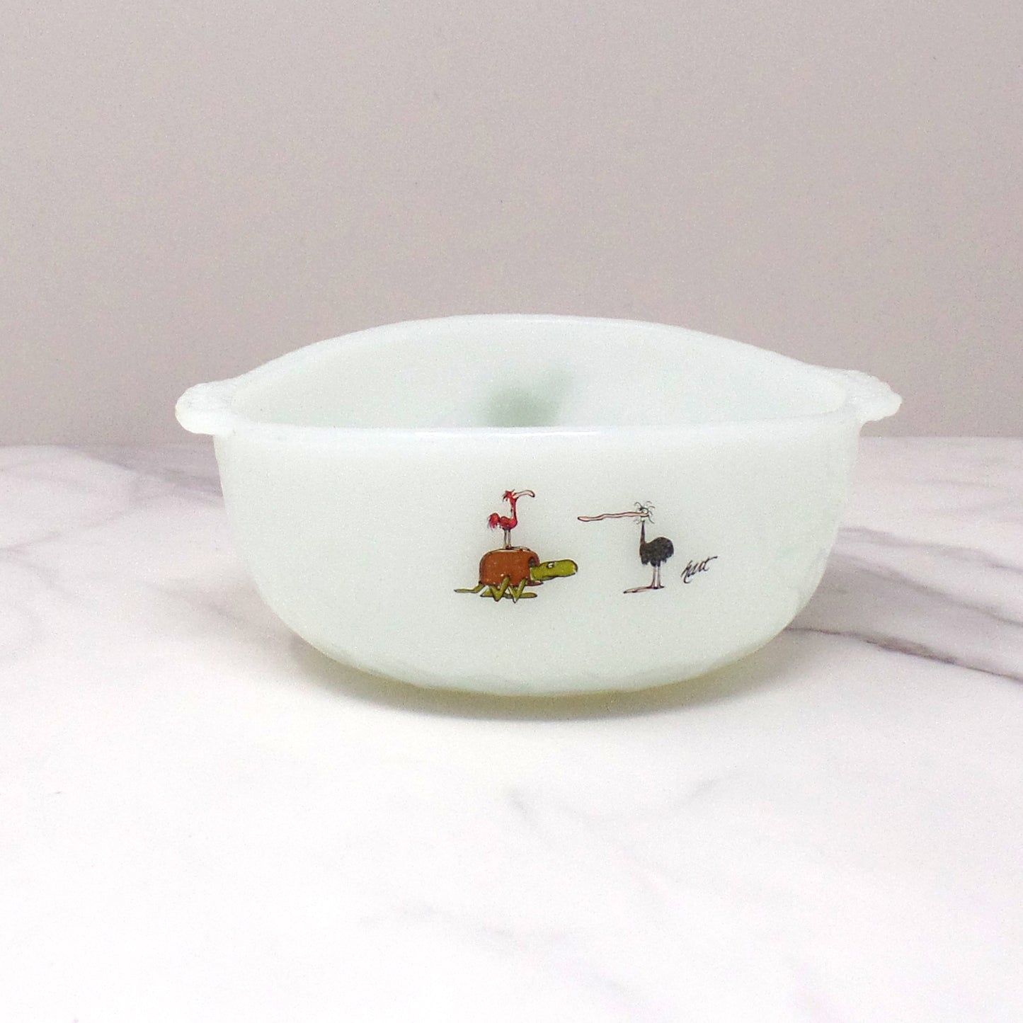 Vintage Anchor Hocking Fire-King Hart BC Comics Milk Glass Cereal Bowl (1970s)