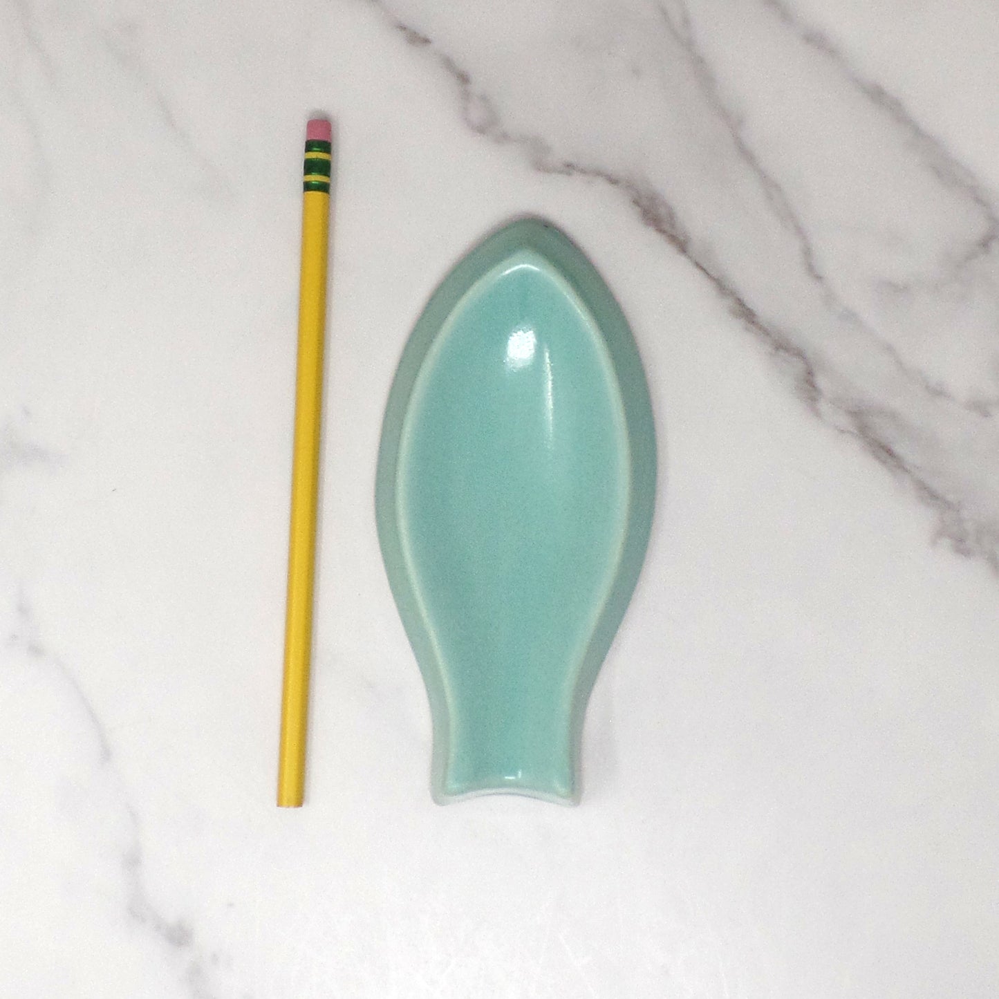 Vintage Turquoise Ceramic Fish-Shaped Spoon Rest (1950-60s)
