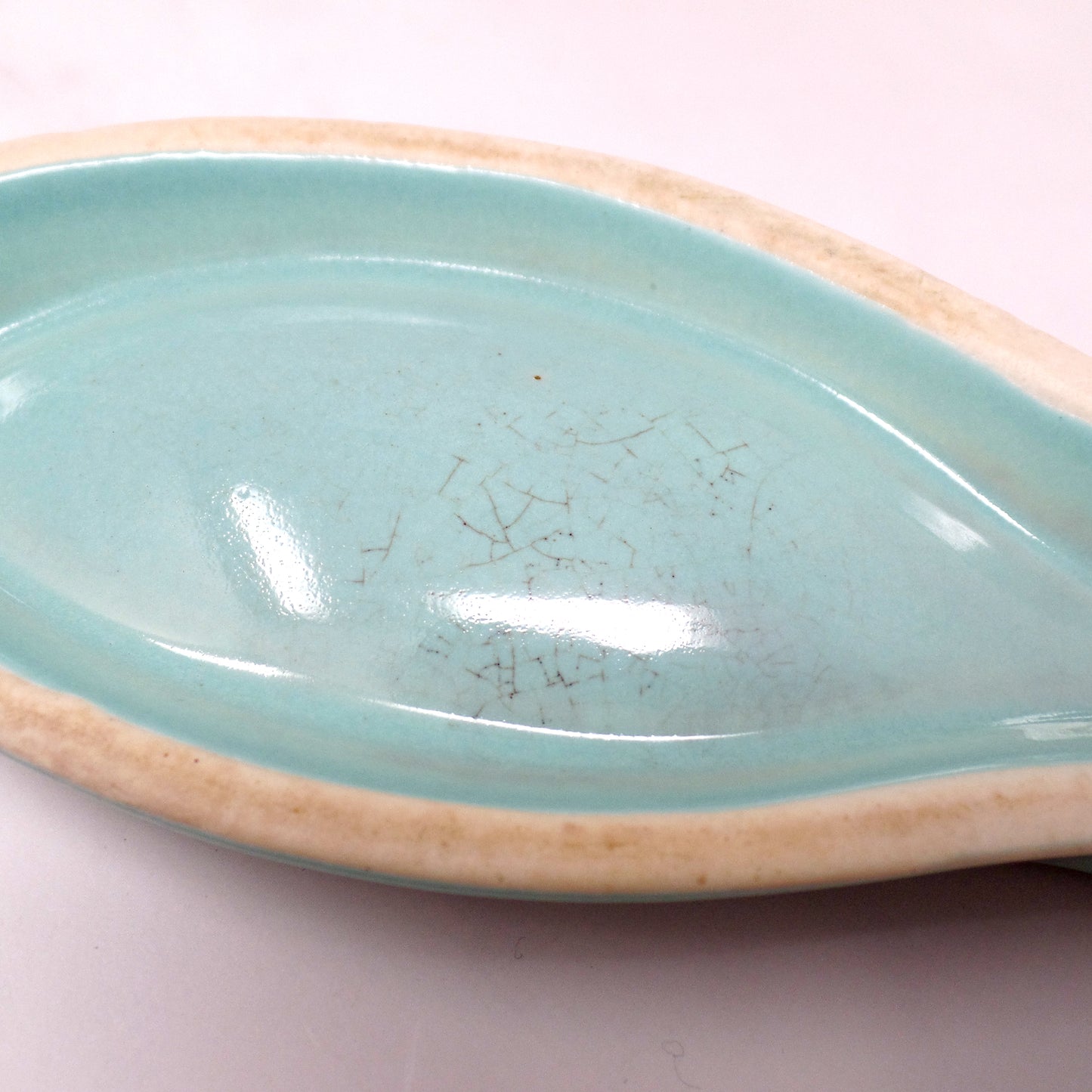 Vintage Turquoise Ceramic Fish-Shaped Spoon Rest (1950-60s)