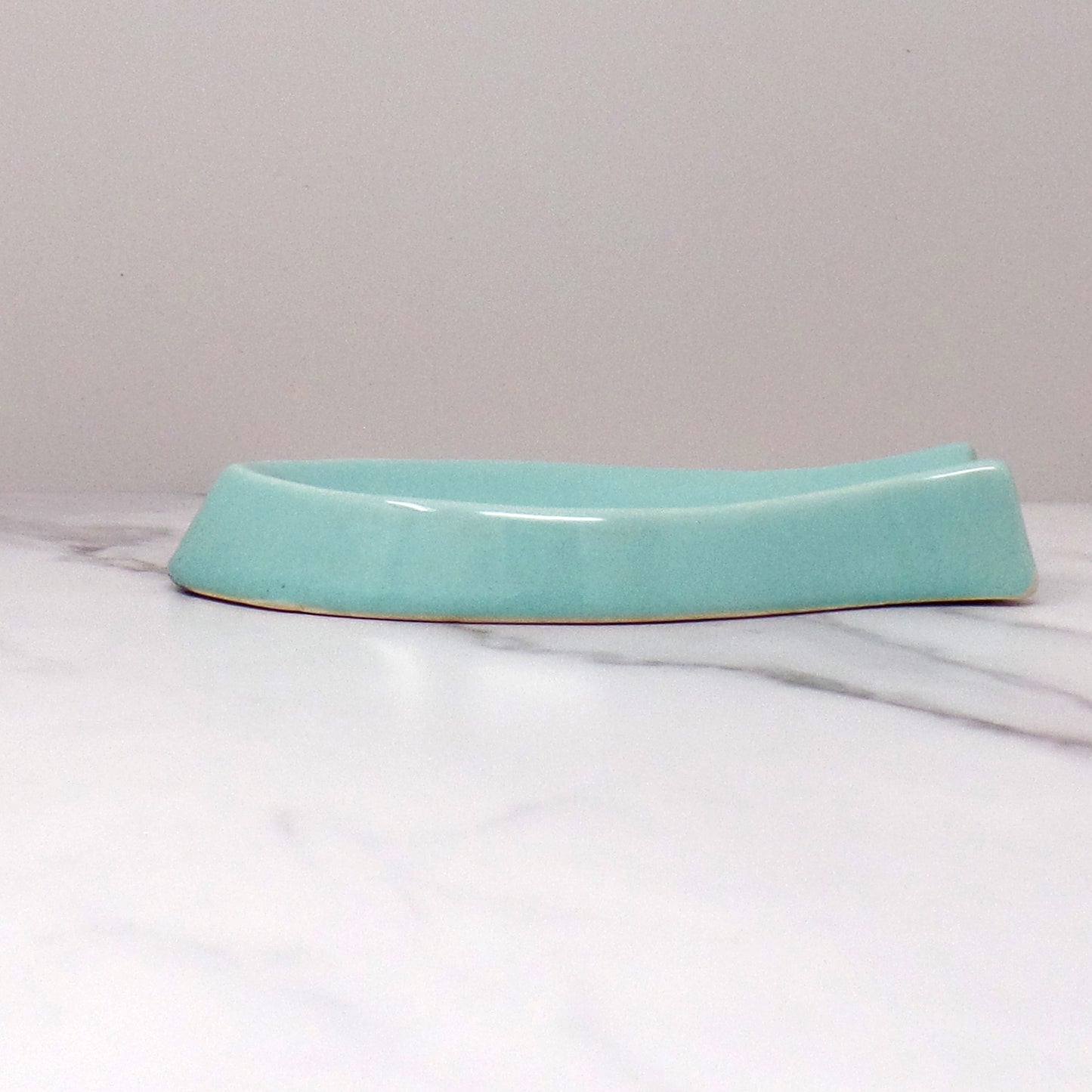 Vintage Turquoise Ceramic Fish-Shaped Spoon Rest (1950-60s)