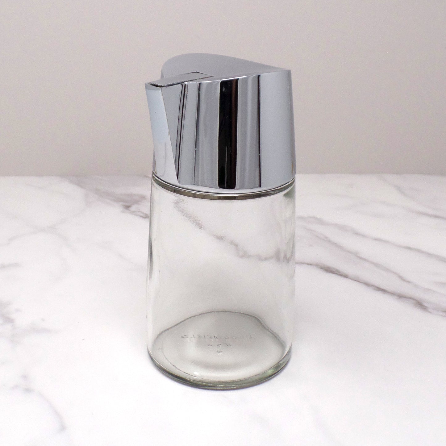 Vintage Bloomfield Restaurant Ware Sugar Pourer, Glass and Chrome (1960s-1970s)