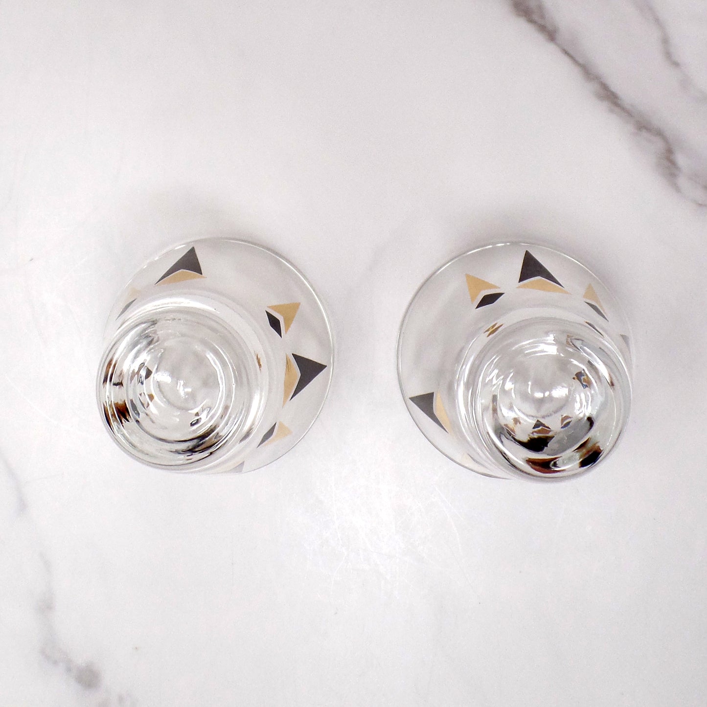 Vintage Anchor Hocking Golden Peaks 3 oz Shot Glasses, set of 2 (1964)