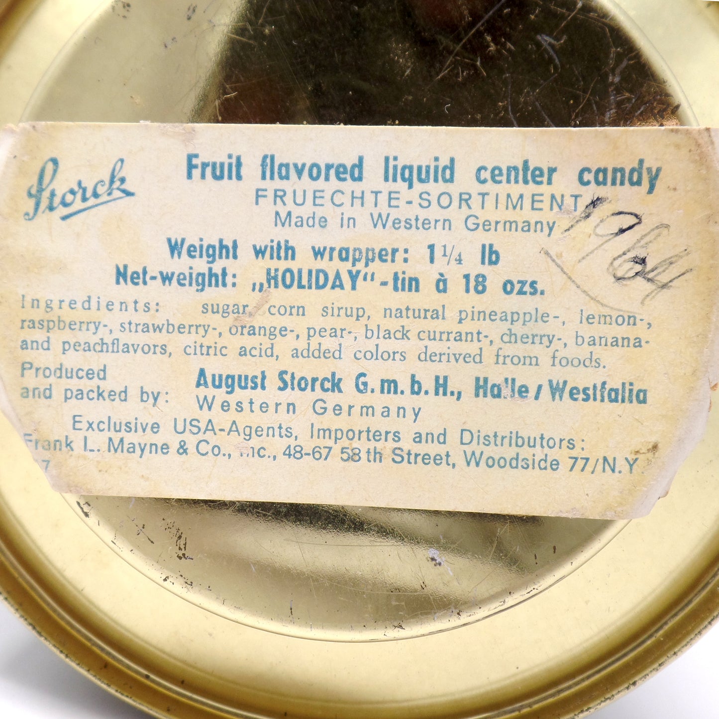 Vintage Storck German Fruit Candy Holiday Tin (1964)