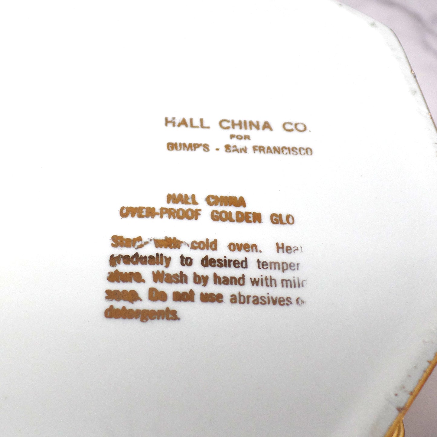 Vintage Hall Golden Glo Octagonal Lidded Casserole Dish, 22 Carat Gold Finish (1960s)