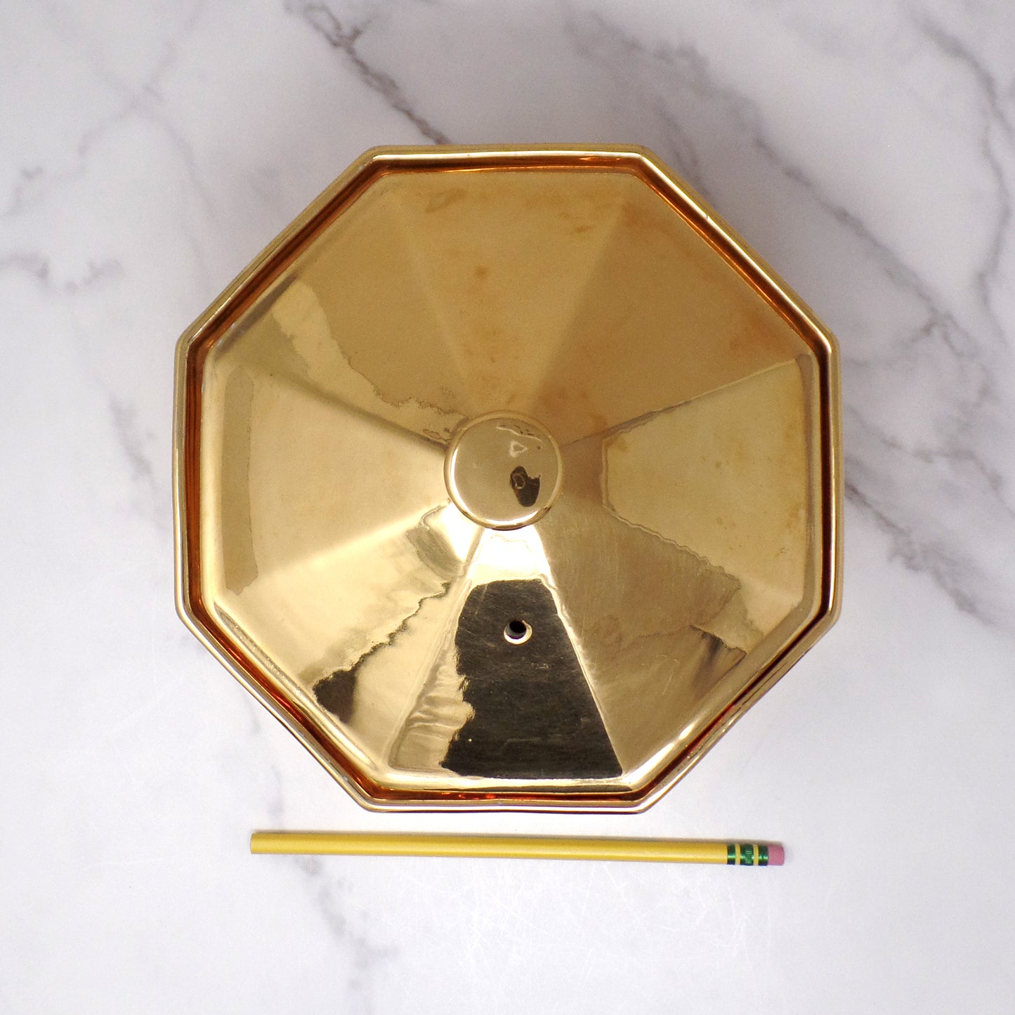 Vintage Hall Golden Glo Octagonal Lidded Casserole Dish, 22 Carat Gold Finish (1960s)