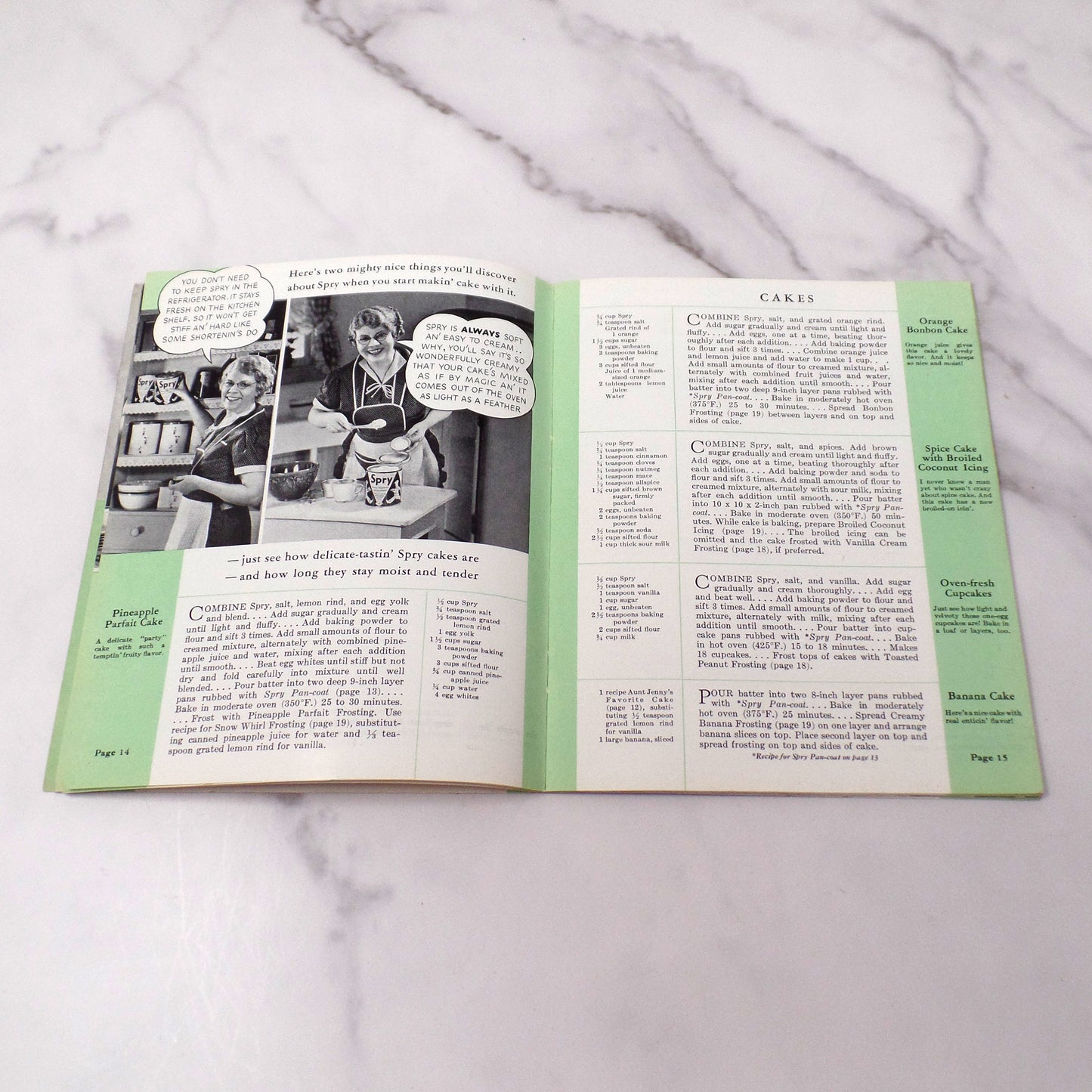 Vintage Booklet, Aunt Jenny’s Favorite Recipes, Spry Shortening Advertisement (1940s)