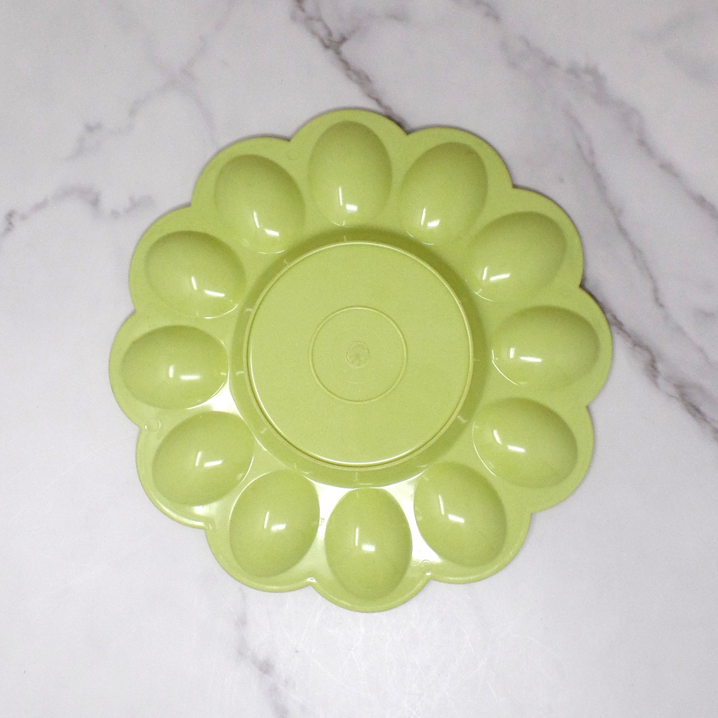 Vintage Yellow-Green Plastic Egg Plate (1960s)