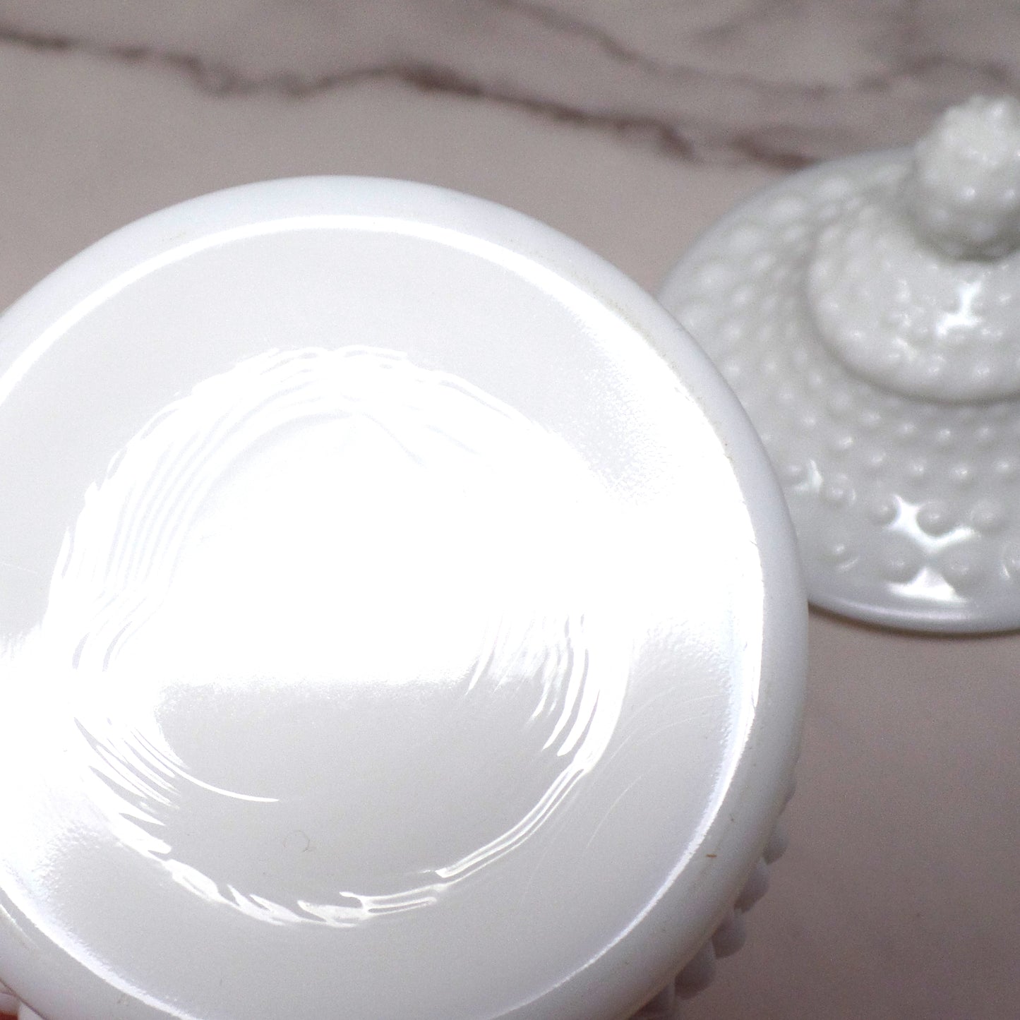 Vintage Fenton White Hobnail Milk Glass Covered Candy Dish (pre-1970s)