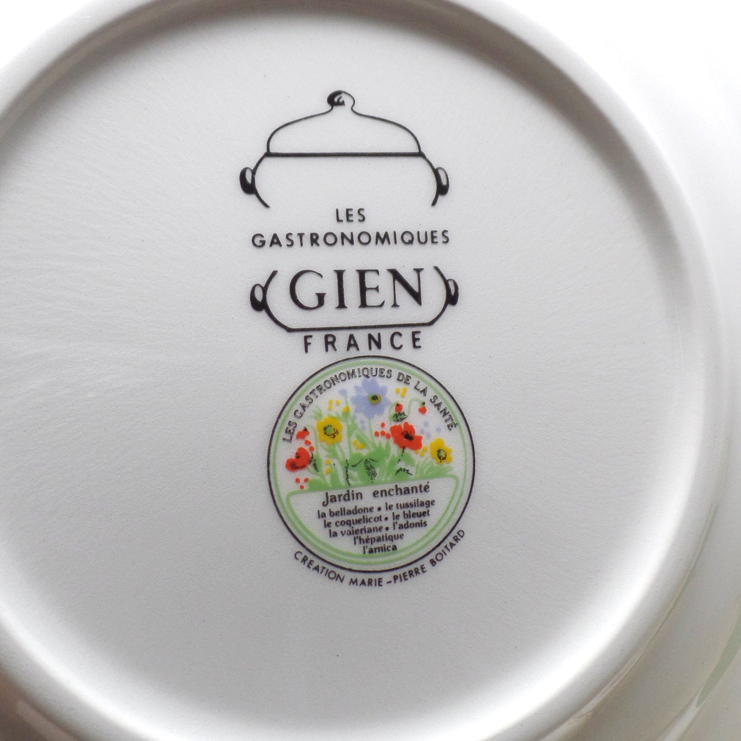 Vintage Gien Les Gastronomiques De La Sante, Le Jardin Enchante Dessert Plates - set of 8 in Original Box (1980s-1990s)