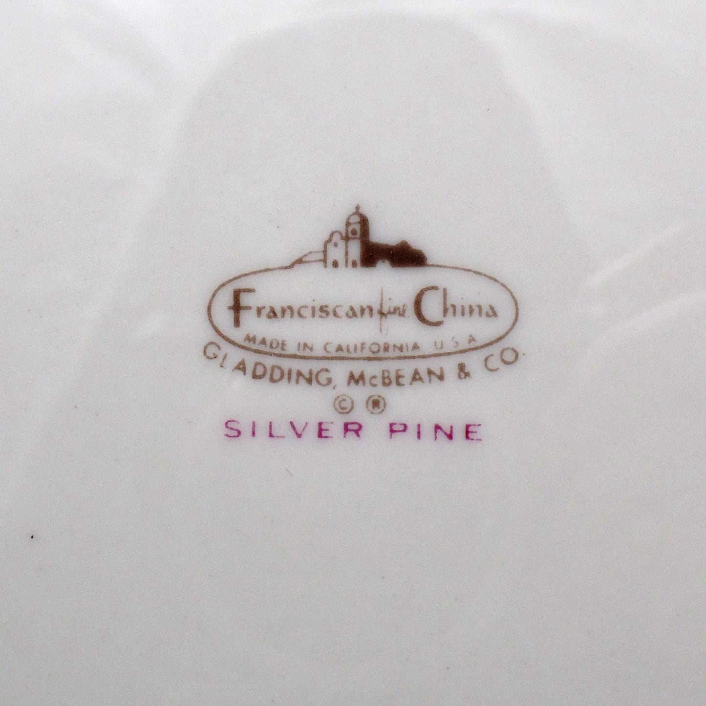Vintage Franciscan Fine China MCM Silver Pine 5 piece Dinner Place Setting (1955-58)