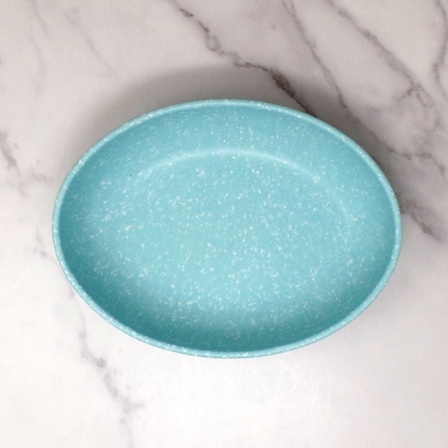 Vintage Joan Luntz Gaiety Melmac Oval Serving Bowl, Speckled Turquoise (1950s)
