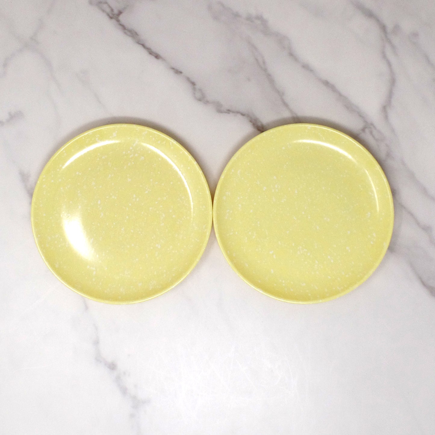 Vintage Joan Luntz Gaiety Melmac 6” Plates, Speckled Yellow - set of 2 (1950s)