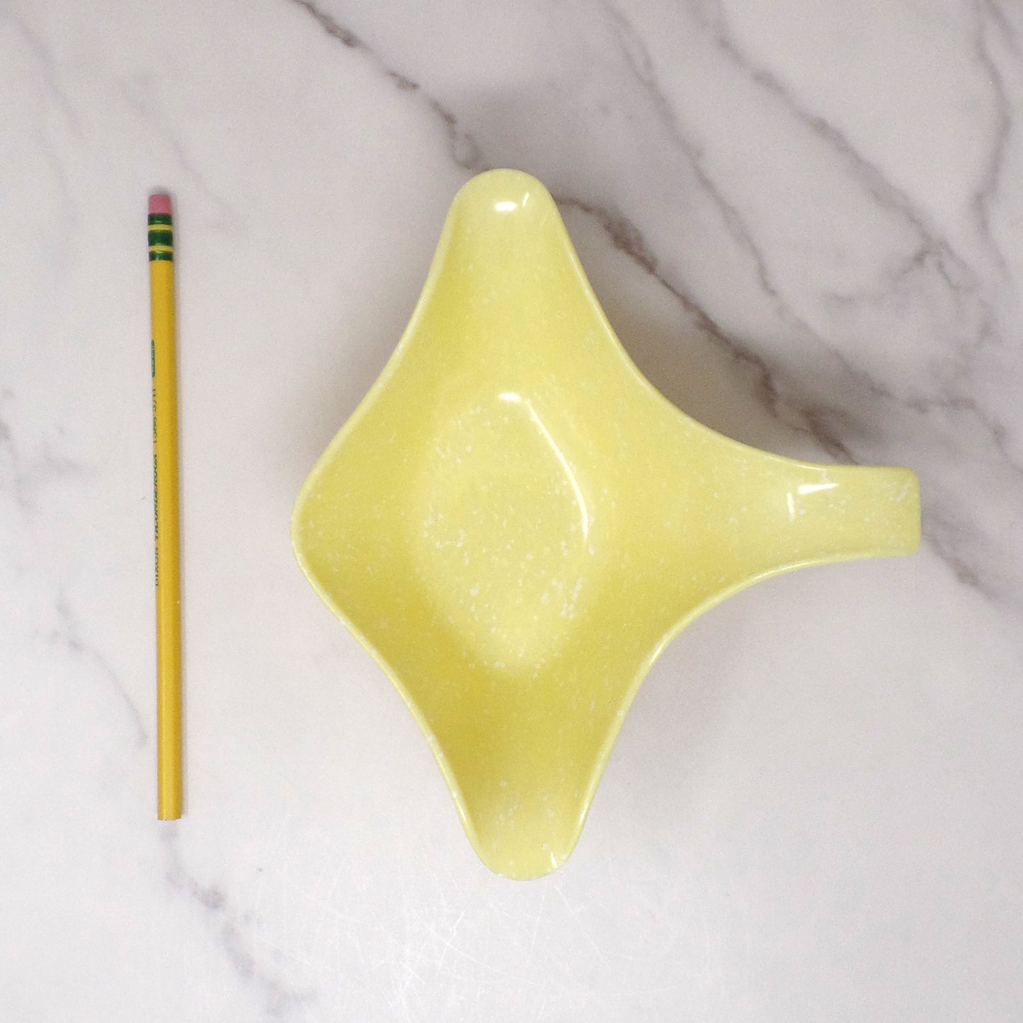 Vintage Joan Luntz Gaiety Melmac / Melamine Gravy Boat, Speckled Yellow (1950s)