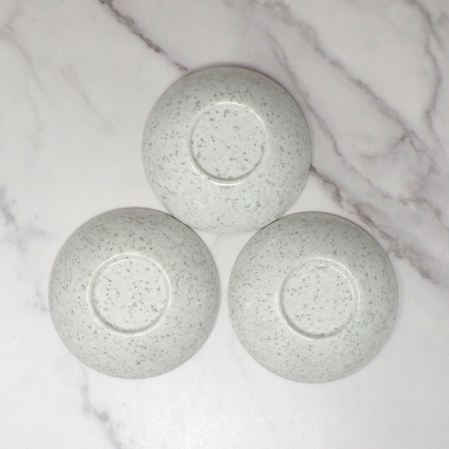 Vintage Joan Luntz Gaiety Melmac / Melamine 4-3/4” Bowl, Speckled Gray and White - set of 3 (1950s)