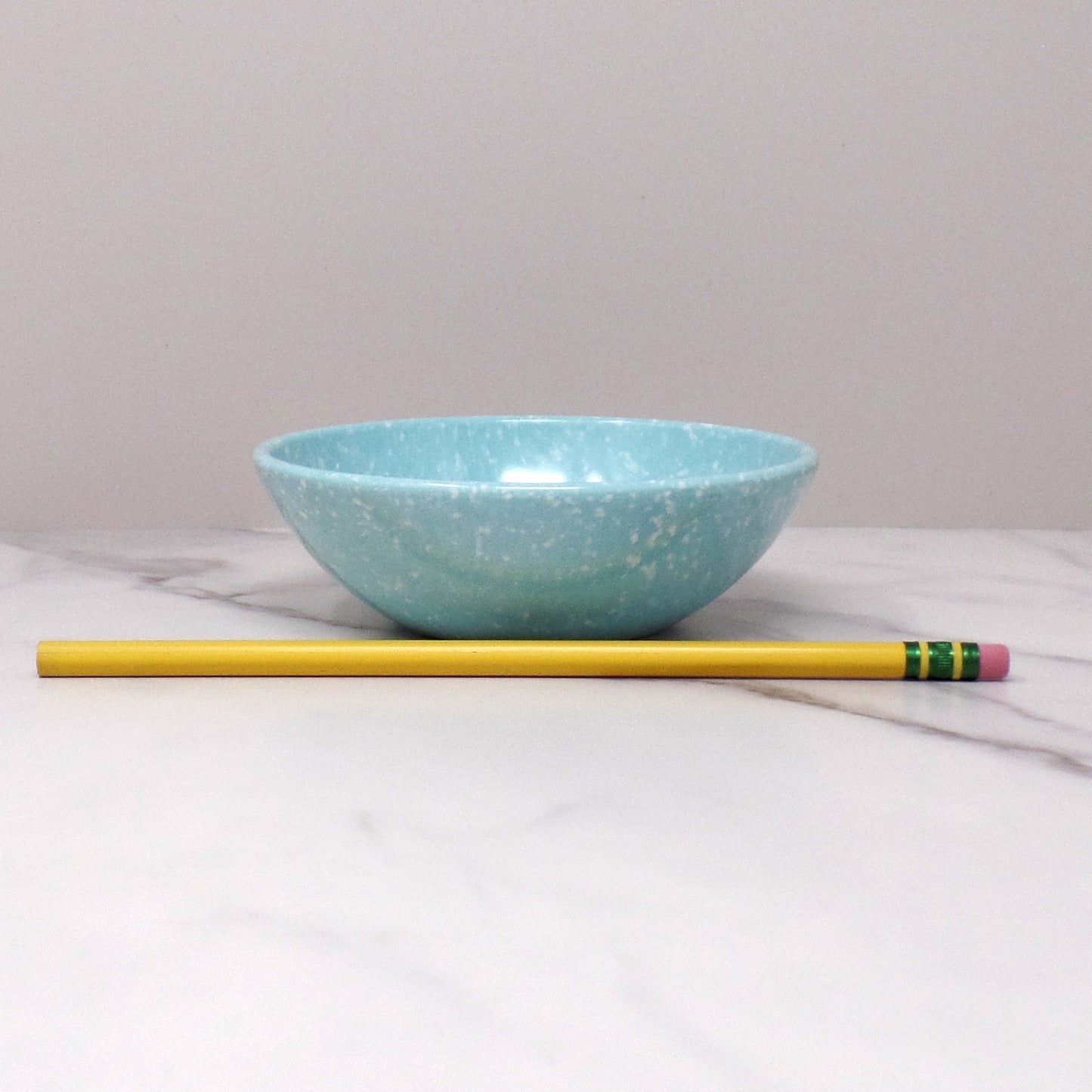 Vintage Joan Luntz Gaiety Melmac / Melamine 4-3/4” Bowl, Speckled Turquoise - set of 4 (1950s)
