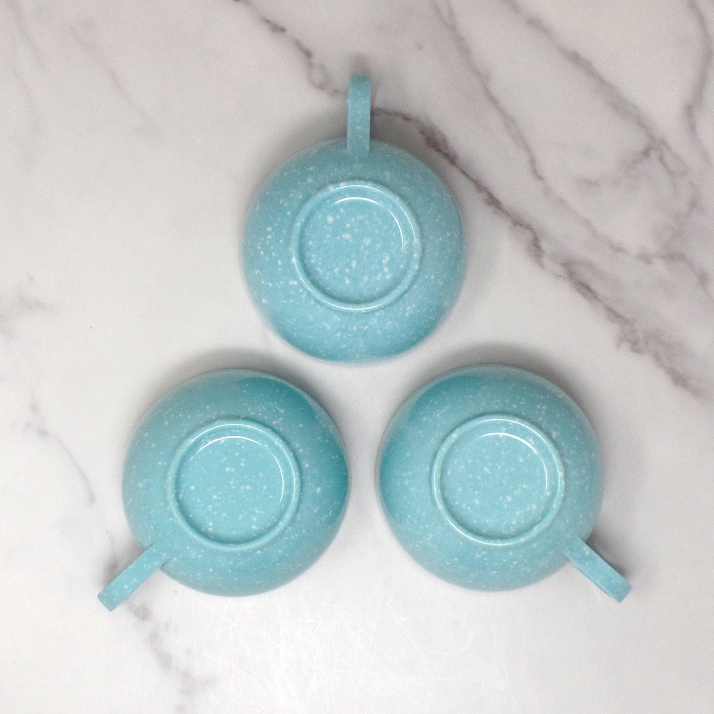 Vintage Joan Luntz Gaiety Melmac / Melamine Coffee or Tea Cup, Speckled Turquoise - set of 3 (1950s)