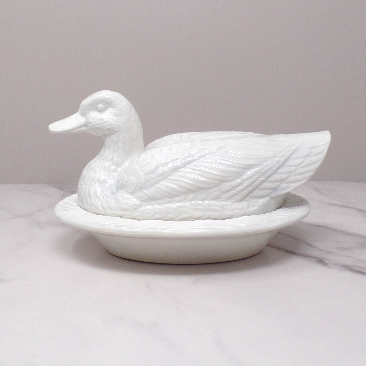 Vintage Ceramic Covered Duck Dish