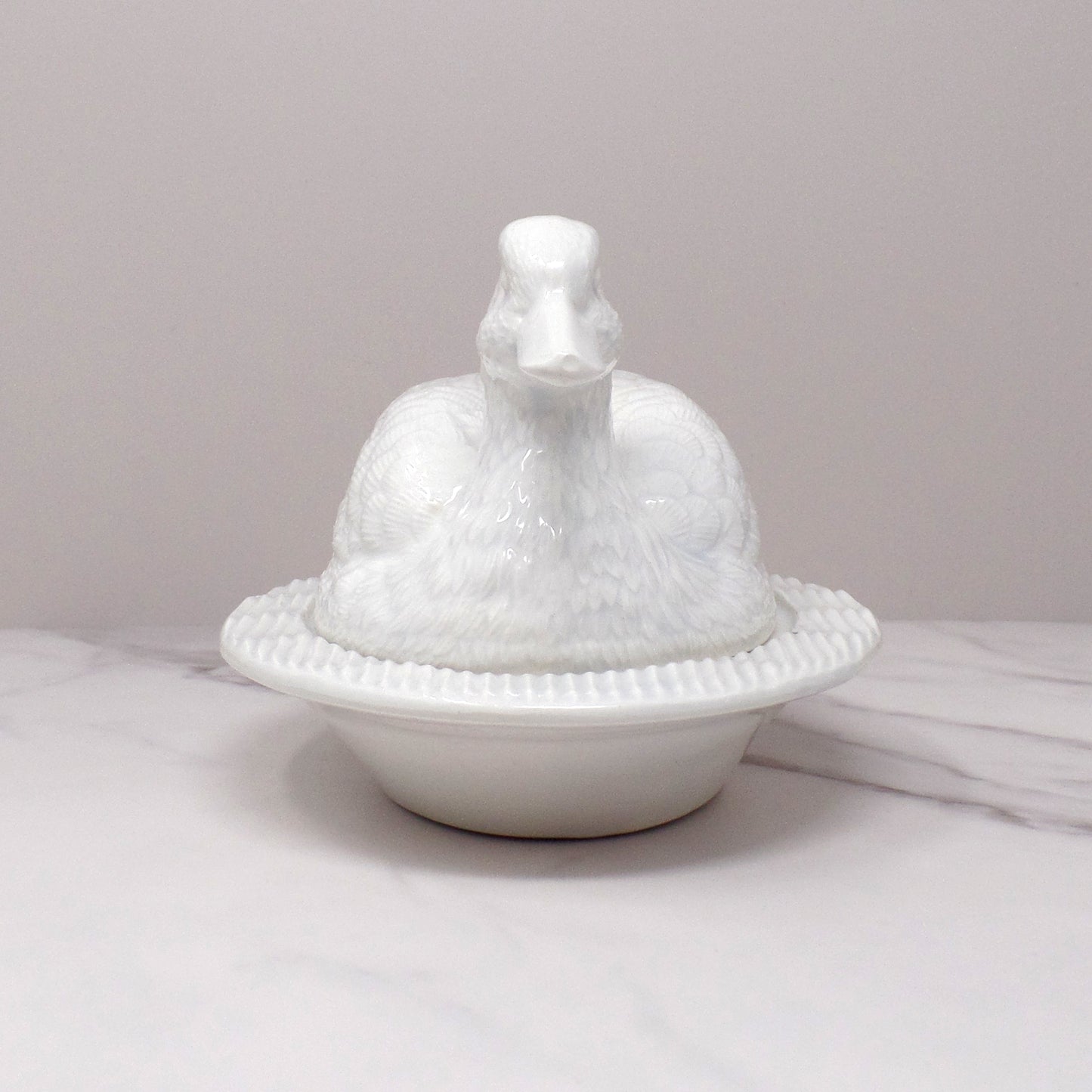 Vintage Ceramic Covered Duck Dish