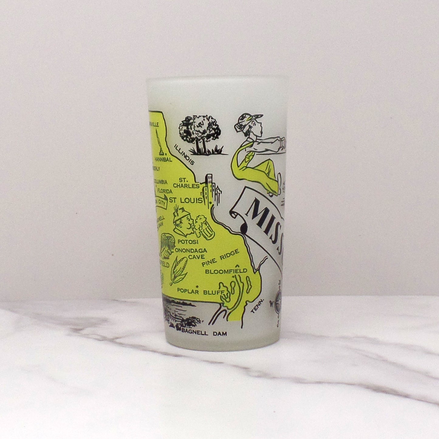 Vintage Hazel Atlas Frosted Missouri Glass, 10 oz (1950s-1960s)