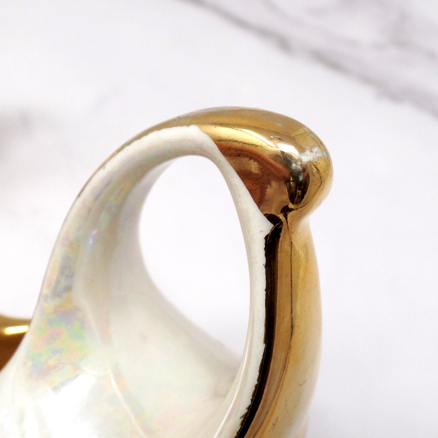 Vintage Pearl China Co. Iridescent Cream & 22KT Gold Cream & Sugar Set (1950s-1960s)