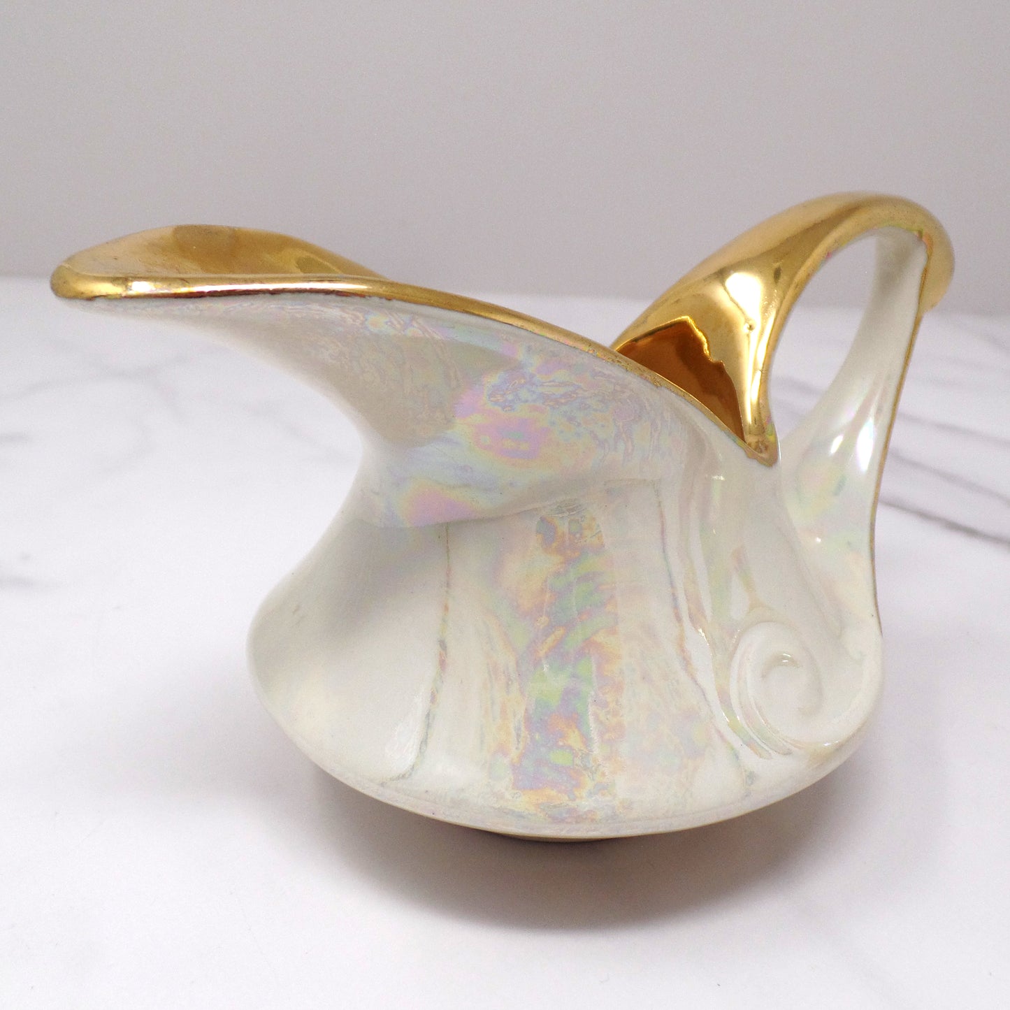 Vintage Pearl China Co. Iridescent Cream & 22KT Gold Cream & Sugar Set (1950s-1960s)