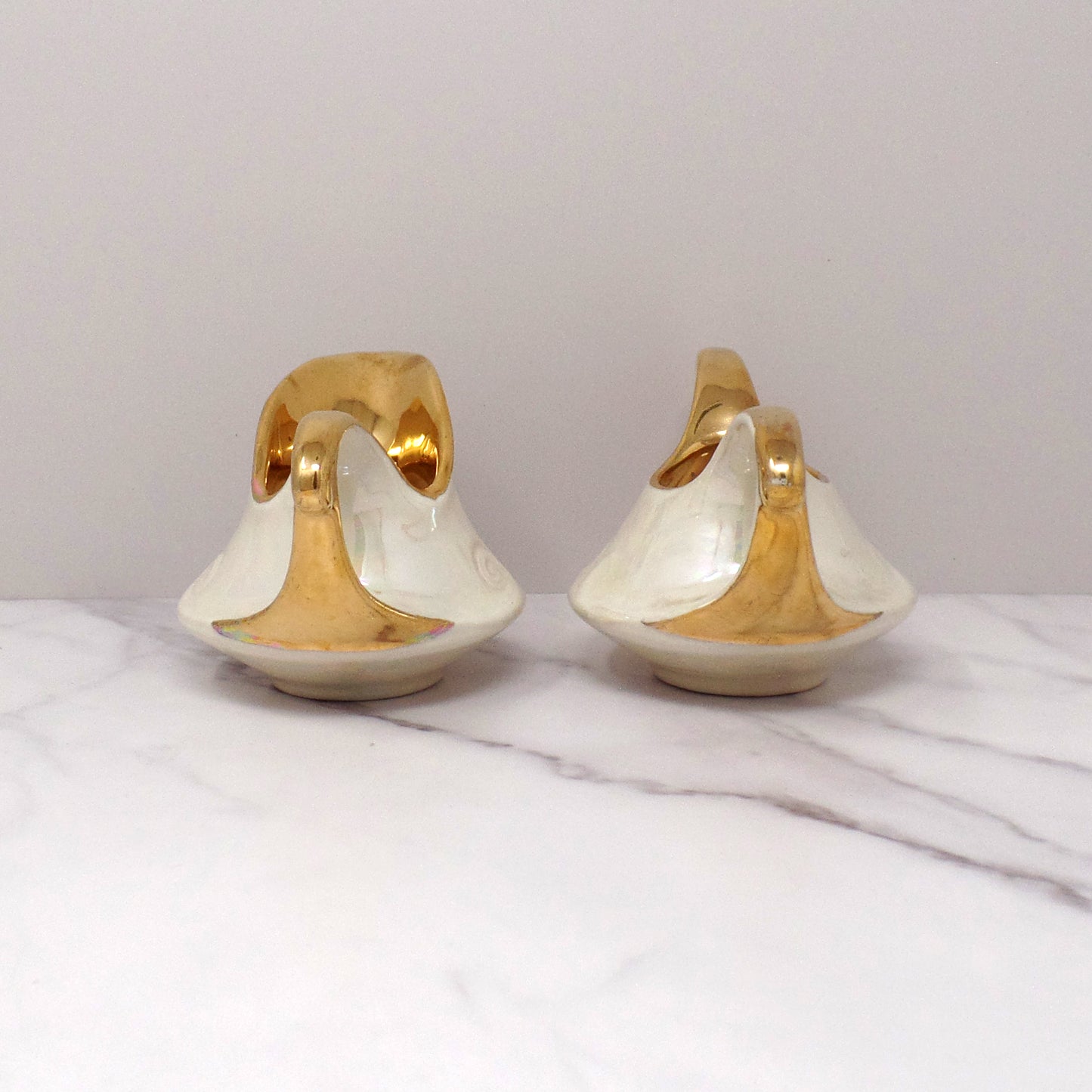 Vintage Pearl China Co. Iridescent Cream & 22KT Gold Cream & Sugar Set (1950s-1960s)