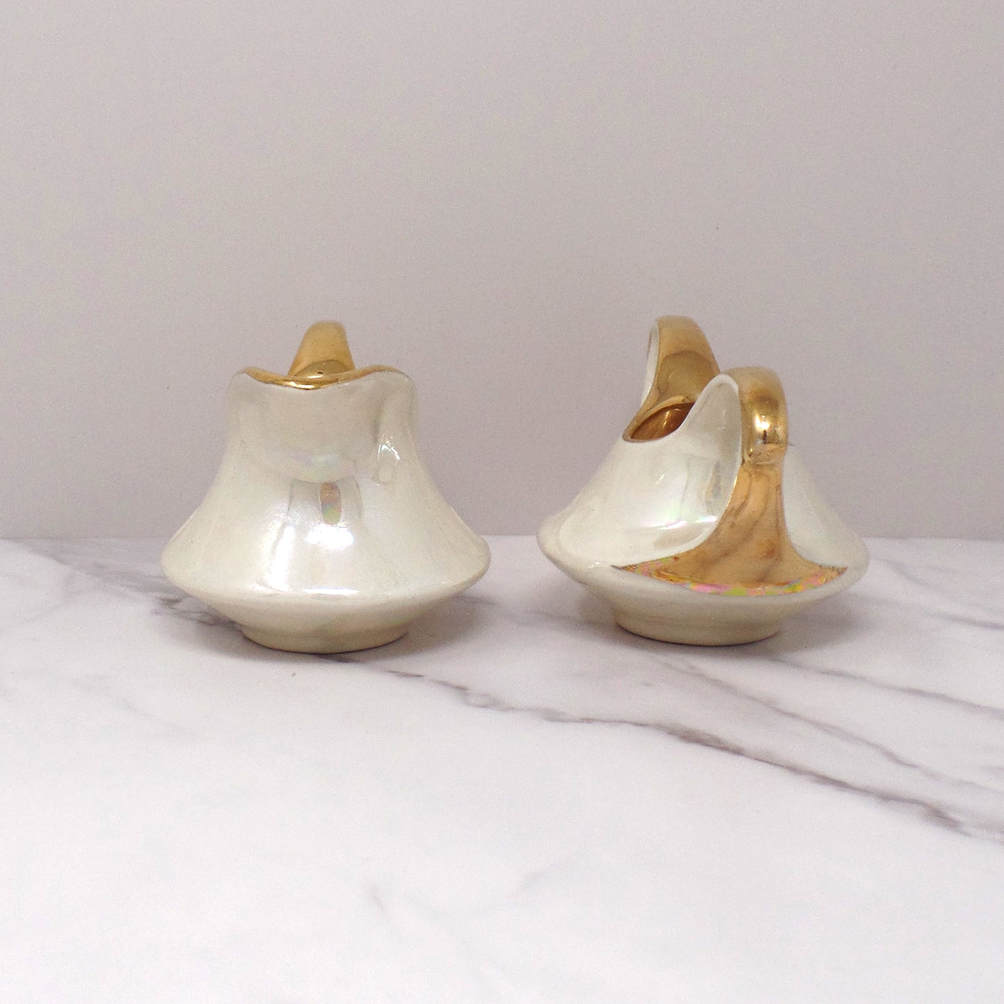 Vintage Pearl China Co. Iridescent Cream & 22KT Gold Cream & Sugar Set (1950s-1960s)