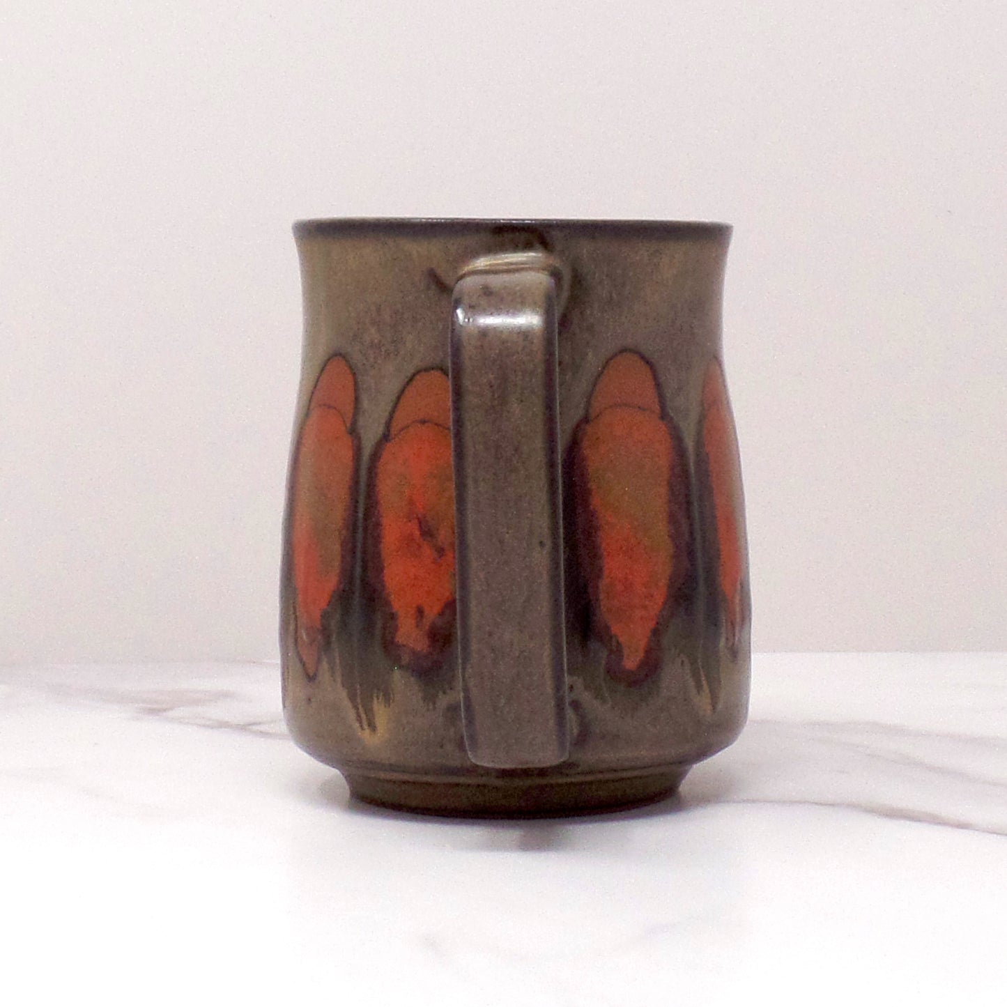 Vintage Ceramic Mug, Orange and Brown (1970s)
