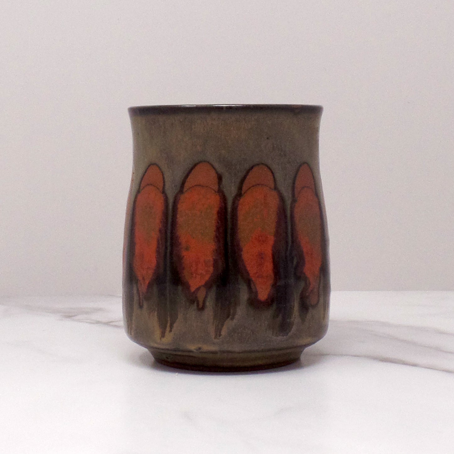 Vintage Ceramic Mug, Orange and Brown (1970s)