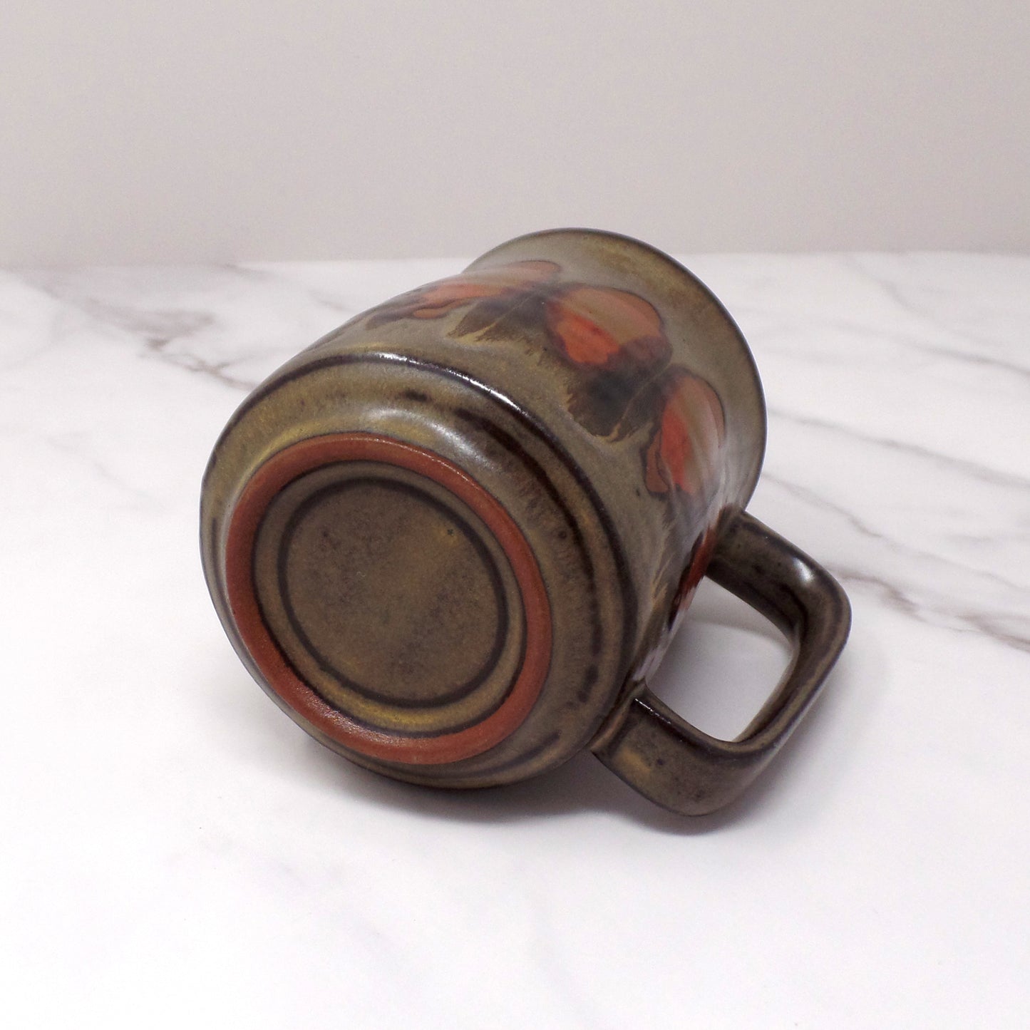 Vintage Ceramic Mug, Orange and Brown (1970s)