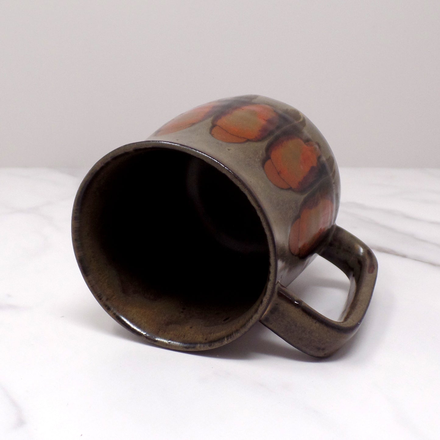 Vintage Ceramic Mug, Orange and Brown (1970s)