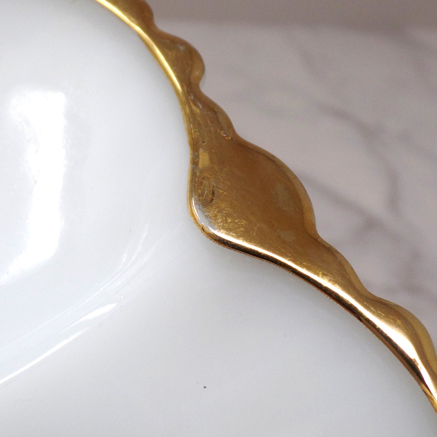 Vintage Anchor Hocking Gold-rimmed Milk Glass Deviled Egg Plate (1950s)