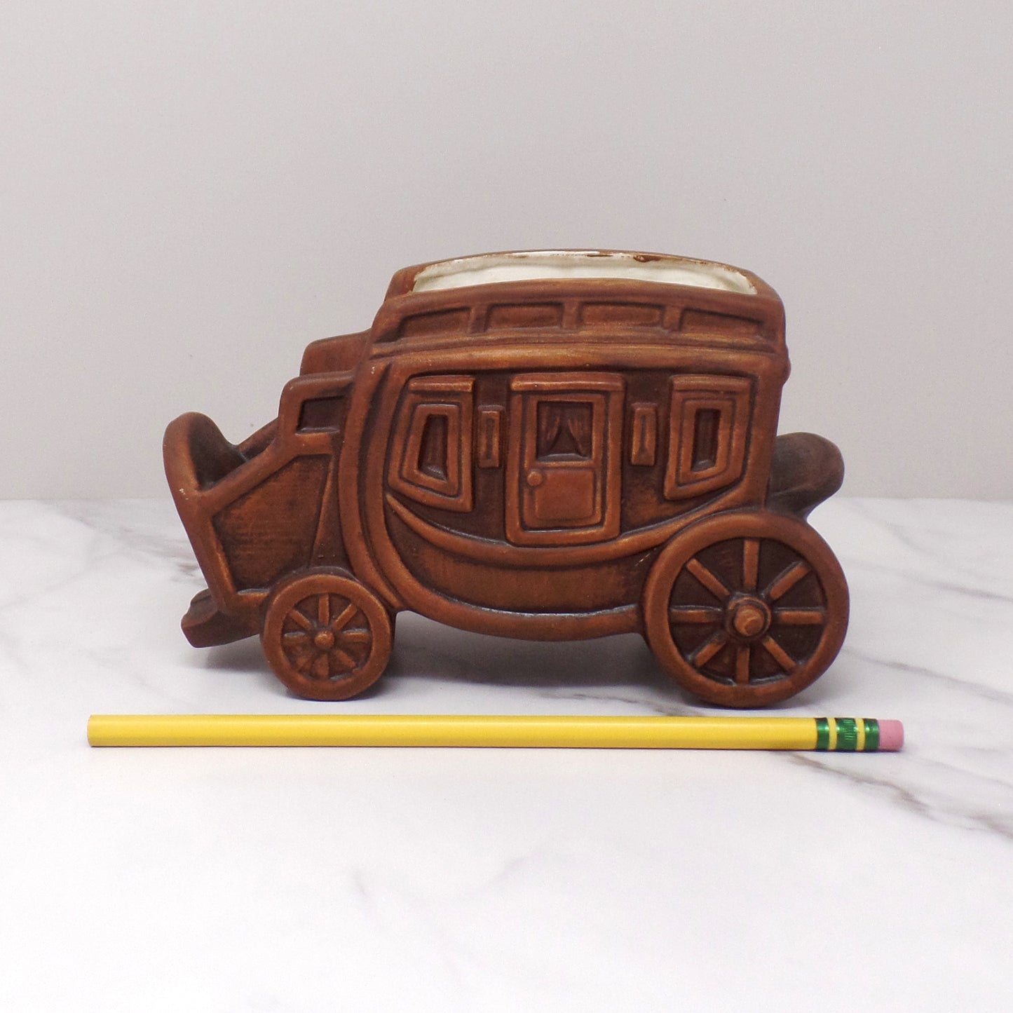 Vintage Ceramic Stagecoach Planter, made in Japan (1970s)