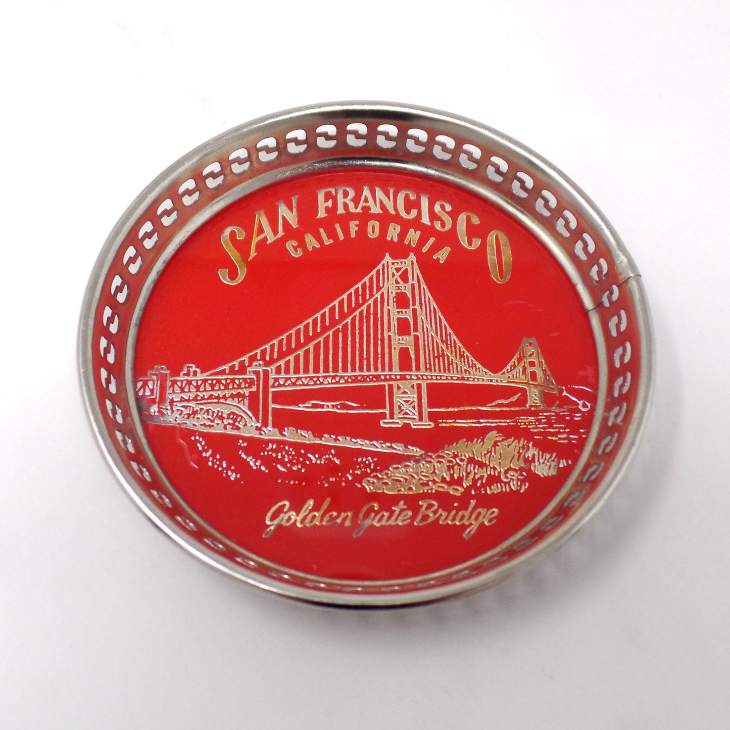 Vintage Souvenir Coasters, San Francisco Golden Gate Bridge and New York City Empire State Building (1960s)