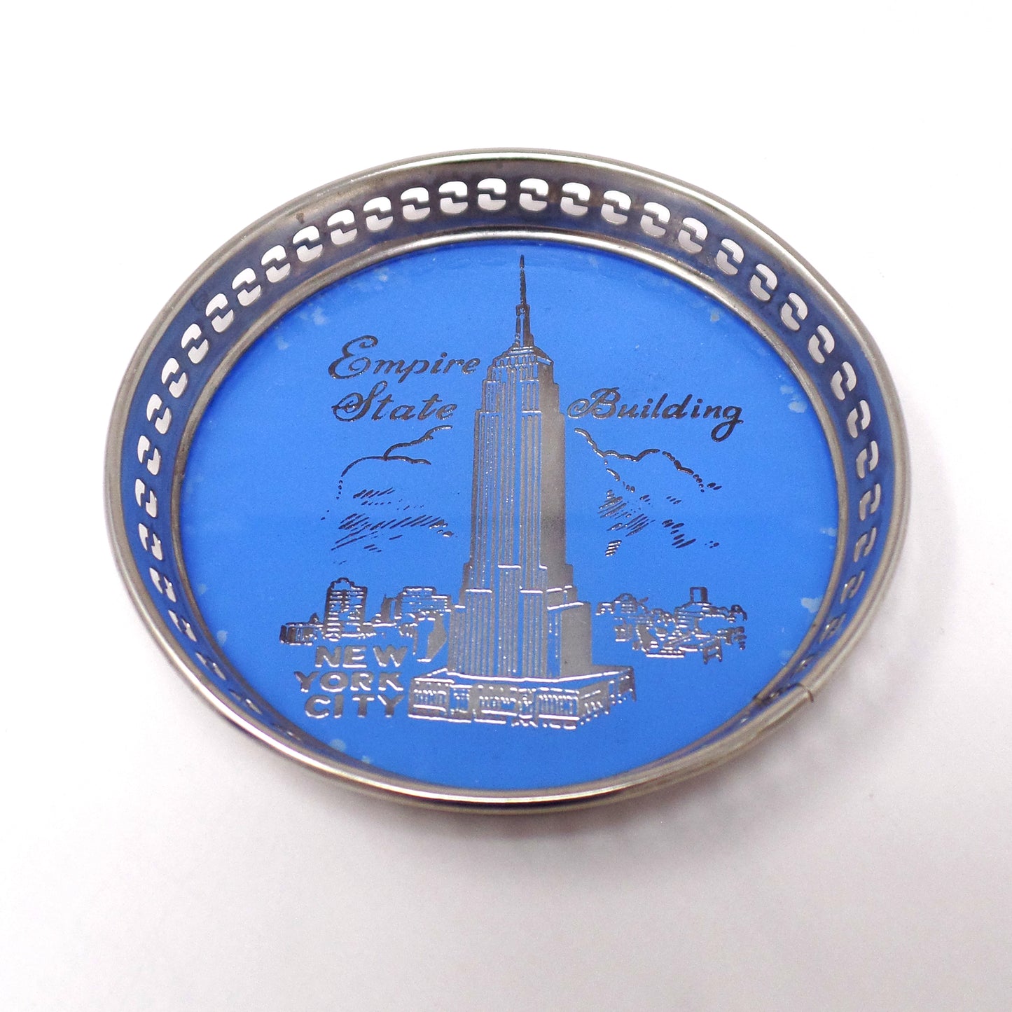 Vintage Souvenir Coasters, San Francisco Golden Gate Bridge and New York City Empire State Building (1960s)