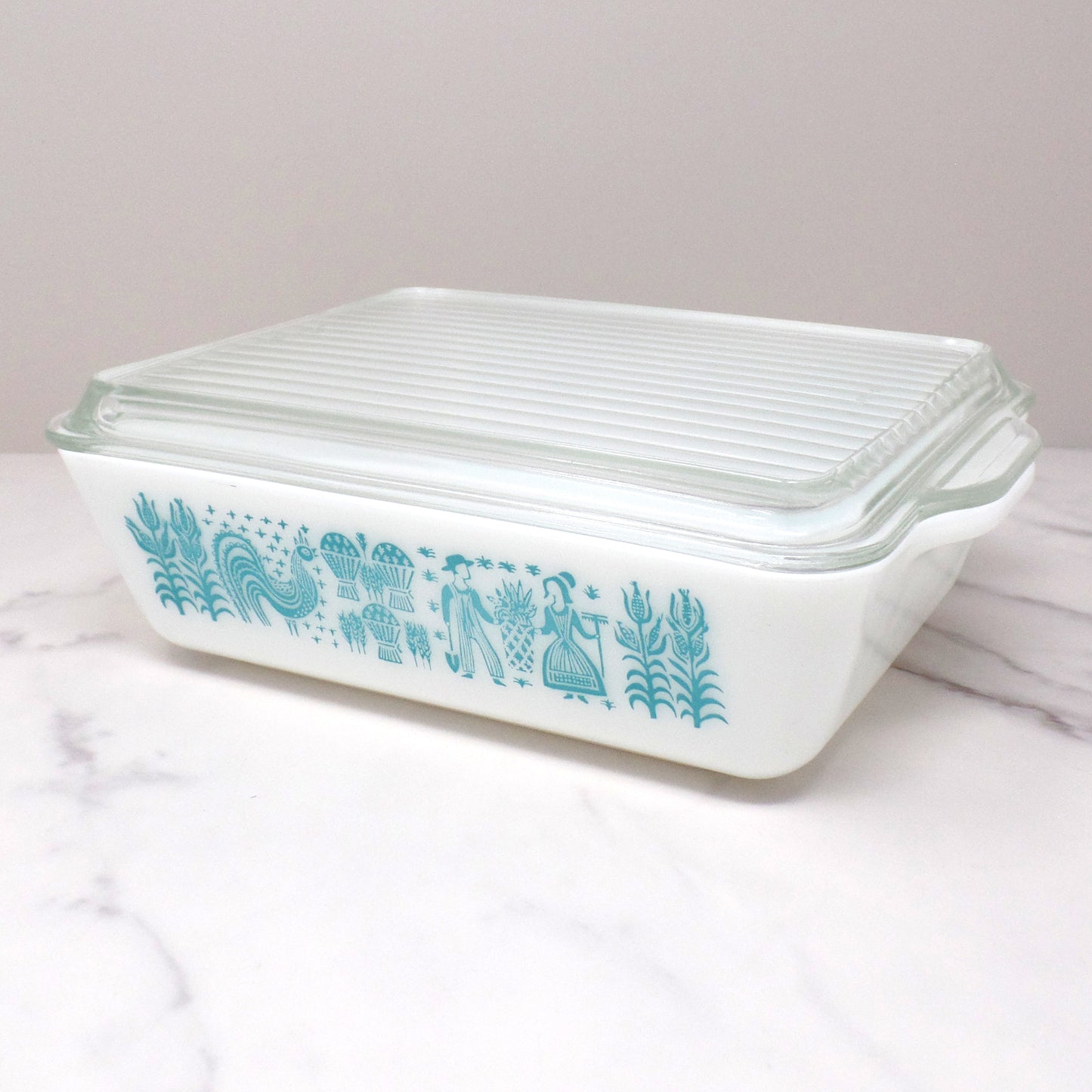 Vintage Pyrex 1 1/2 Qt Refrigerator Dish (503) with Lid, Butterprint (1957-68)