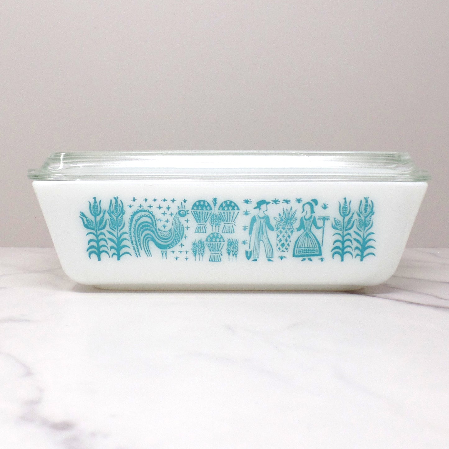 Vintage Pyrex 1 1/2 Qt Refrigerator Dish (503) with Lid, Butterprint (1957-68)