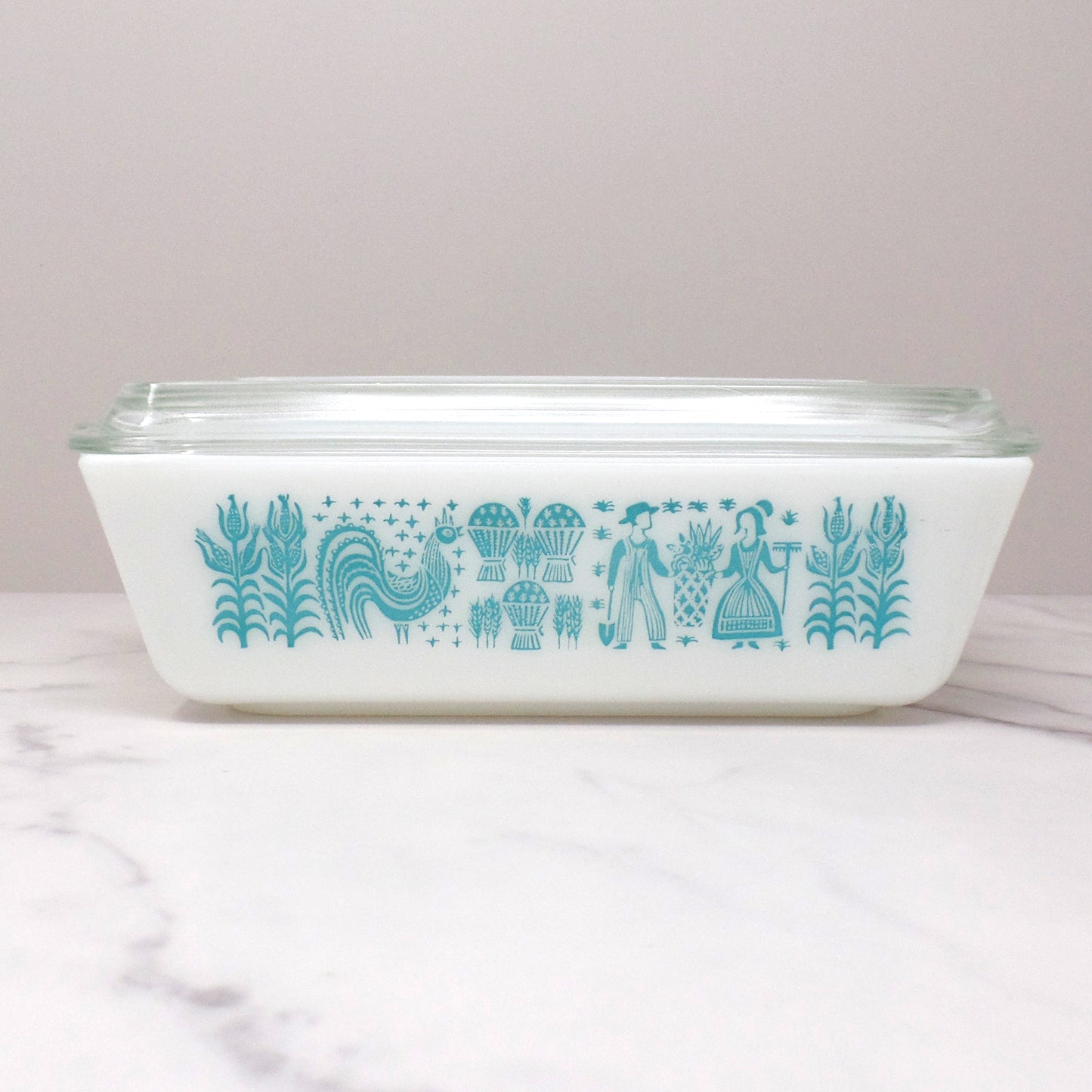 Vintage Pyrex 1 1/2 Qt Refrigerator Dish (503) with Lid, Butterprint (1957-68)