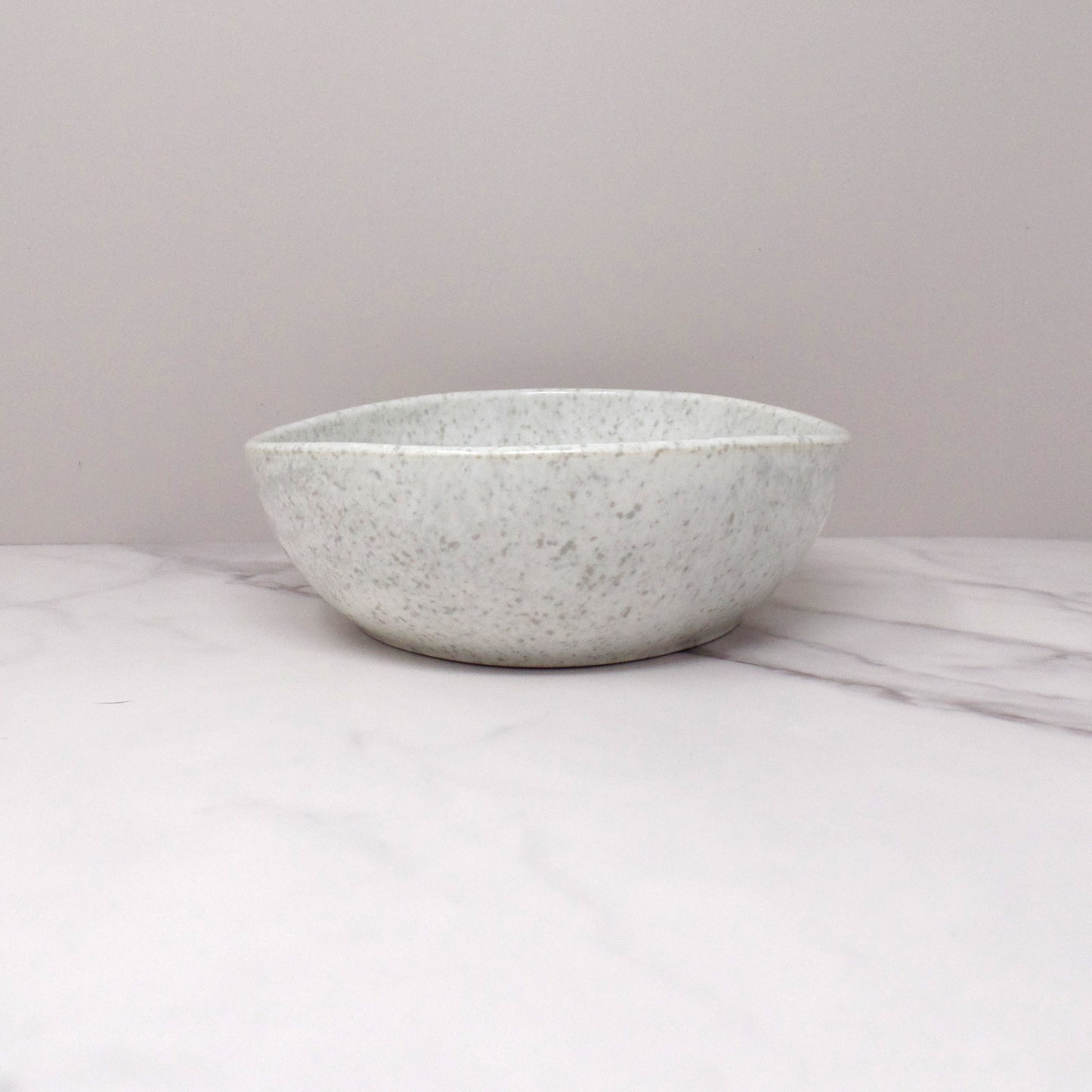 Vintage Joan Luntz Gaiety Melmac Oval Serving Bowl, Speckled White / Gray (1950s)
