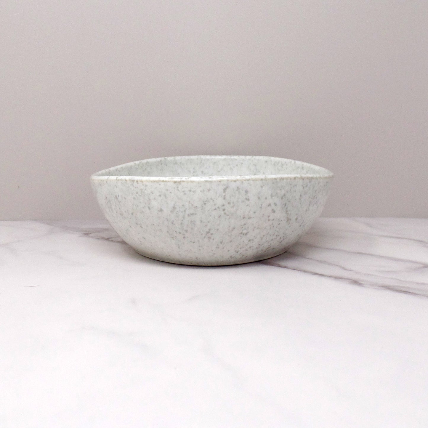 Vintage Joan Luntz Gaiety Melmac Oval Serving Bowl, Speckled White / Gray (1950s)
