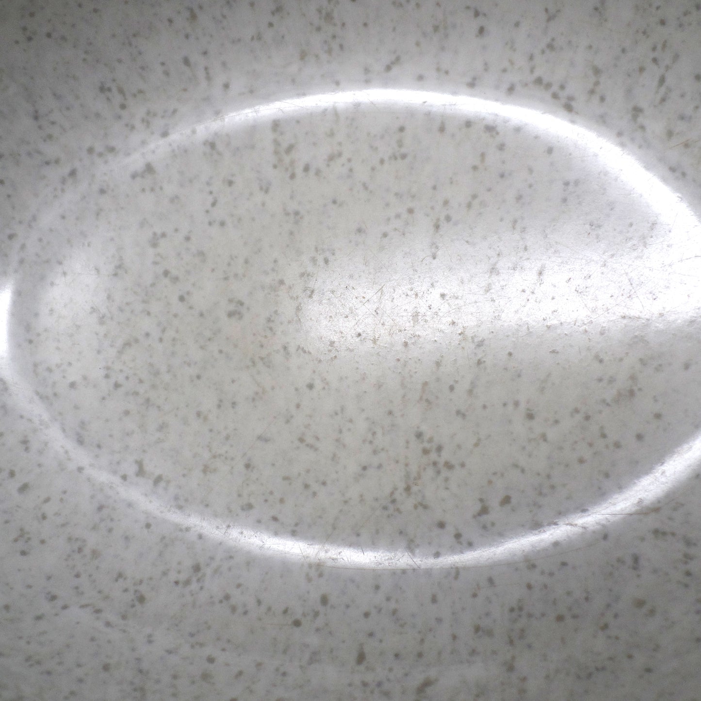 Vintage Joan Luntz Gaiety Melmac Oval Serving Bowl, Speckled White / Gray (1950s)