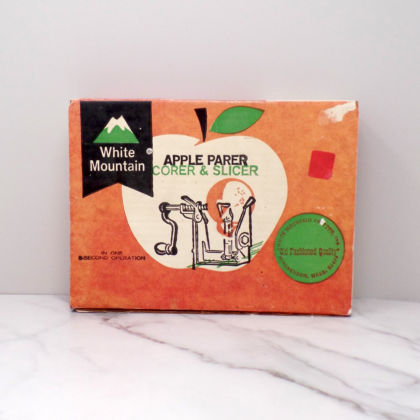 Vintage White Mountain Apple Parer Corer & Slicer in Original Box with Instructions (1950s)