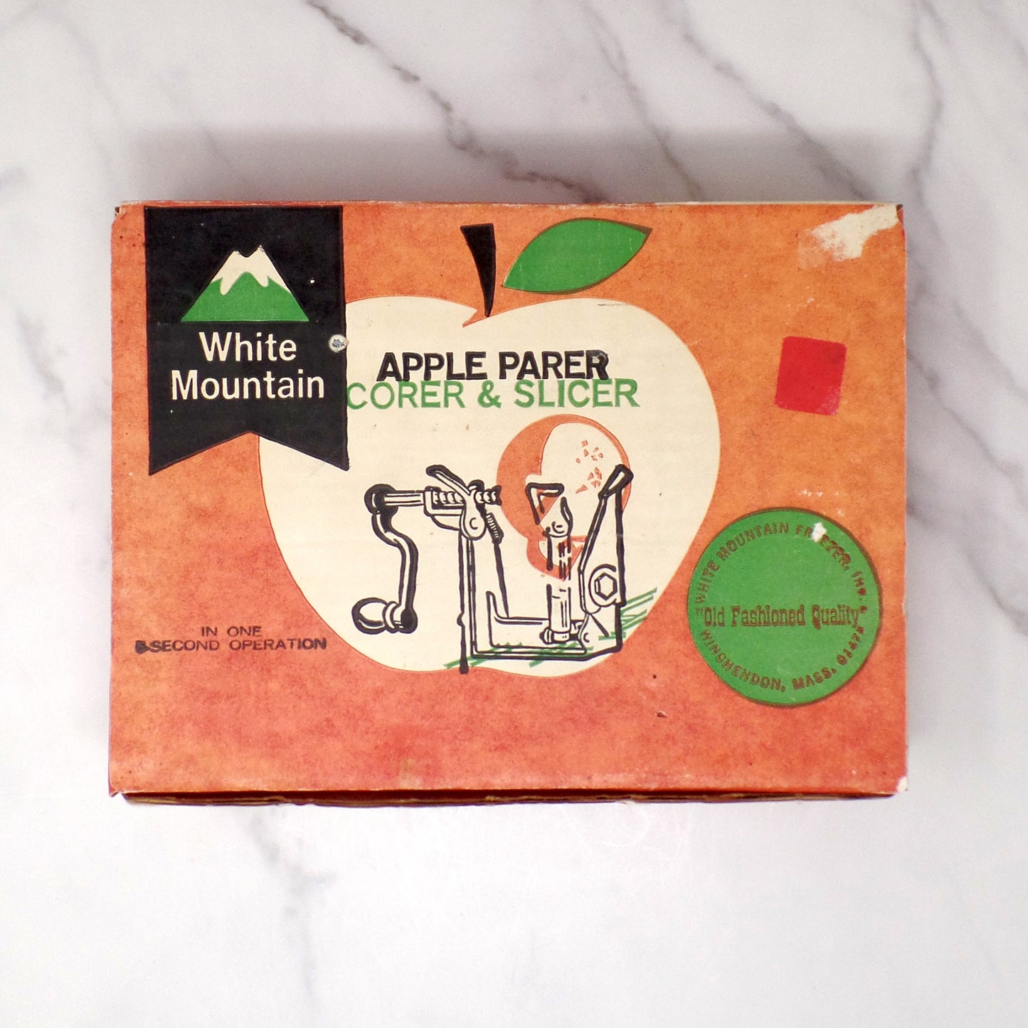 Vintage White Mountain Apple Parer Corer & Slicer in Original Box with Instructions (1950s)